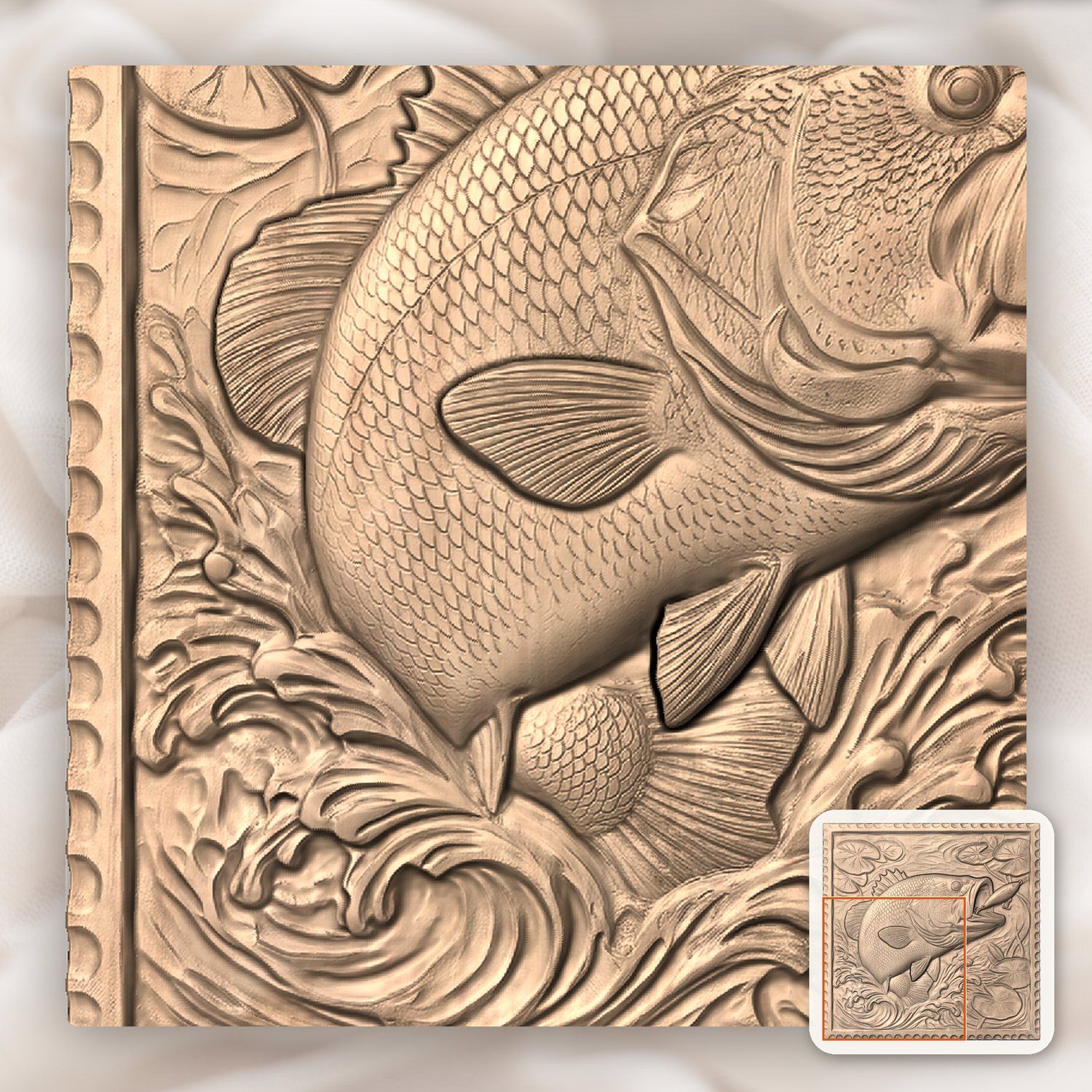 Bass Fishing Strike CNC Relief STL bas-relief STL — view 9