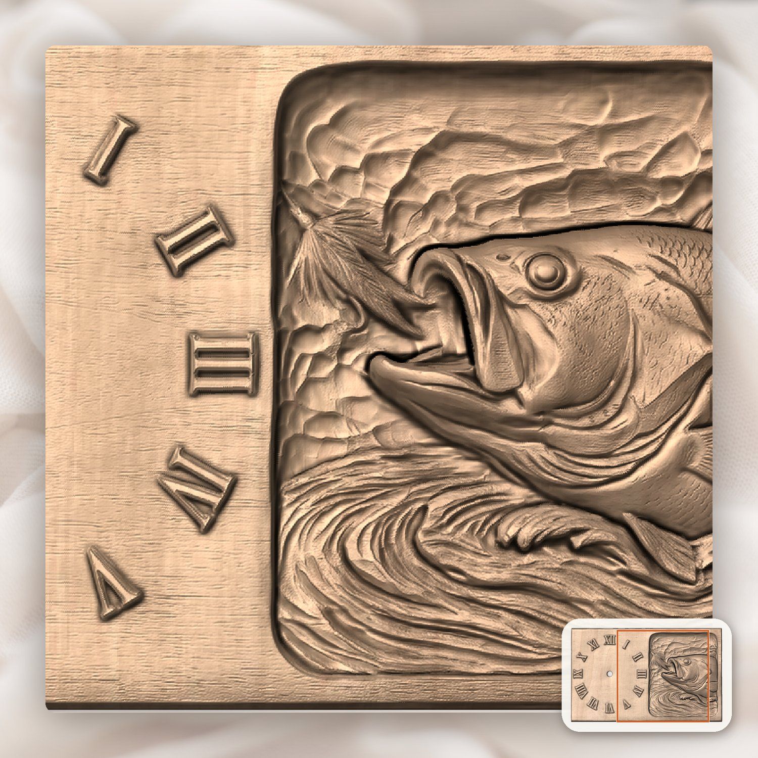 Bass Fishing Wall Clock CNC Relief STL bas-relief STL — view 7