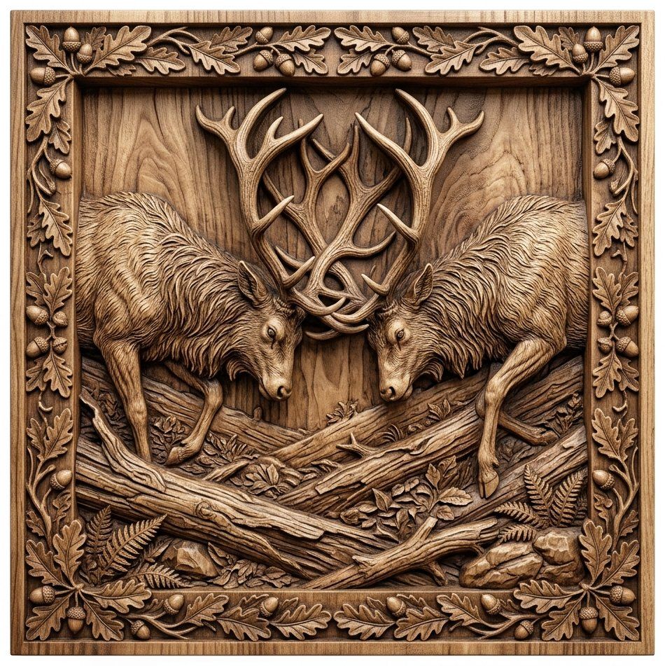 Battling Elk Forest CNC Relief STL bas-relief STL — view 11