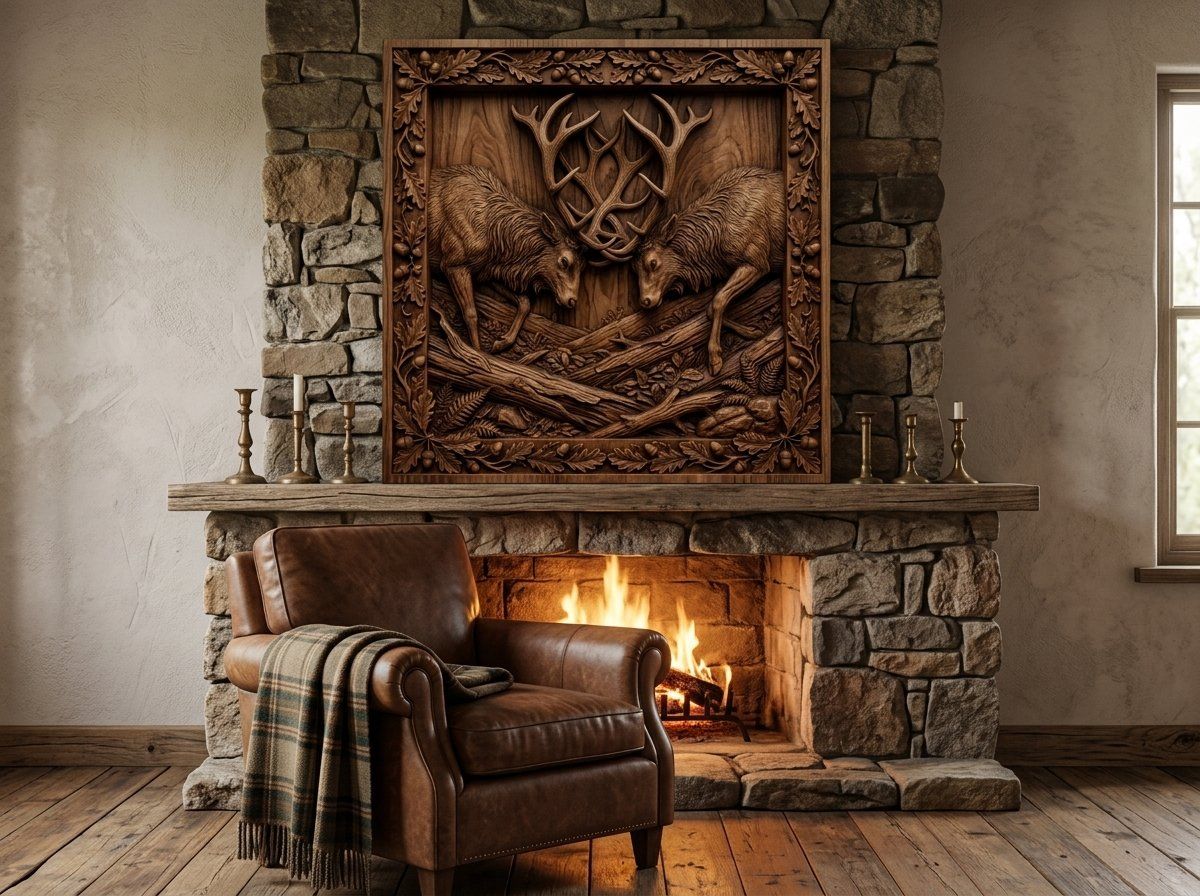 Battling Elk Forest CNC Relief STL bas-relief STL — view 12