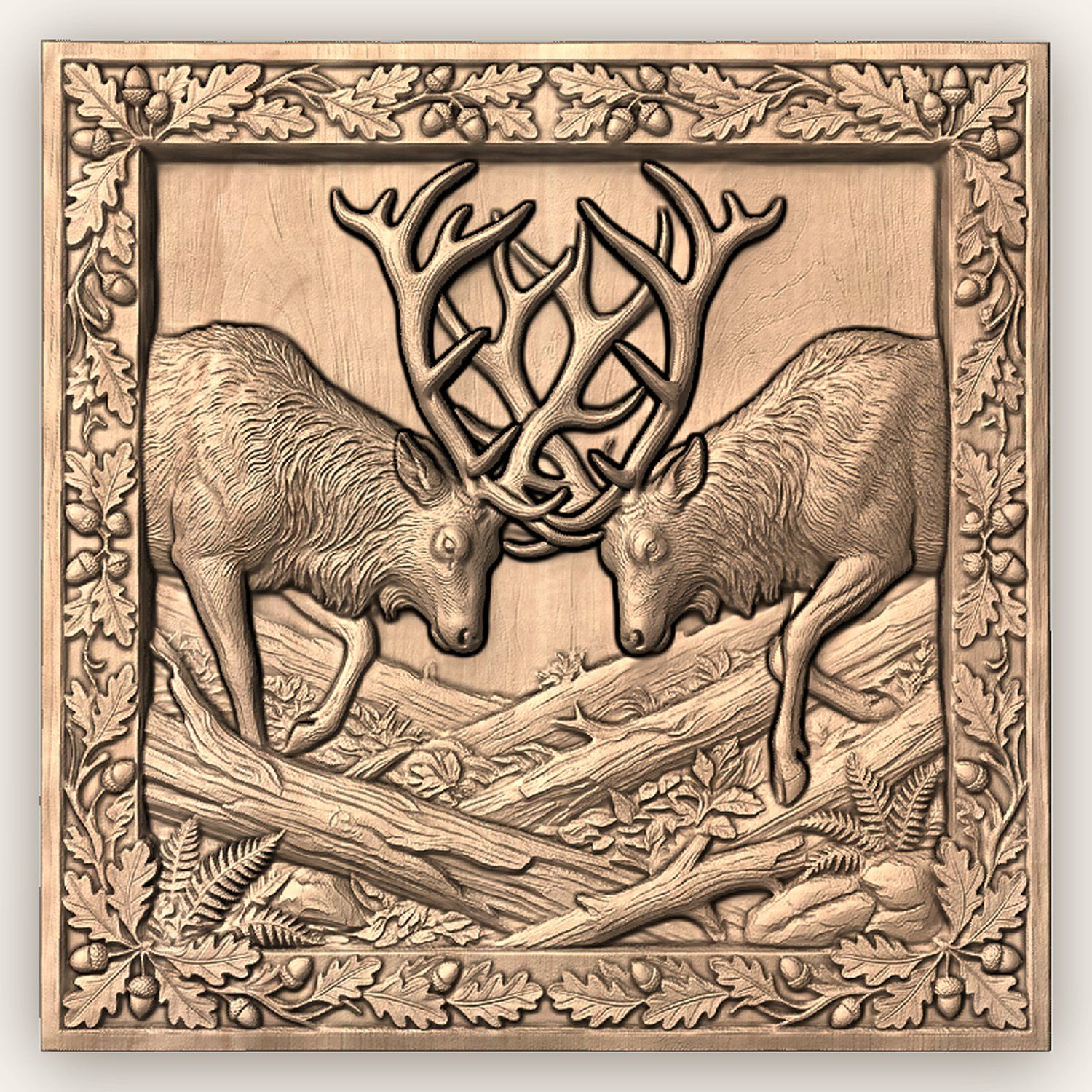 Battling Elk Forest CNC Relief STL bas-relief STL — view 3