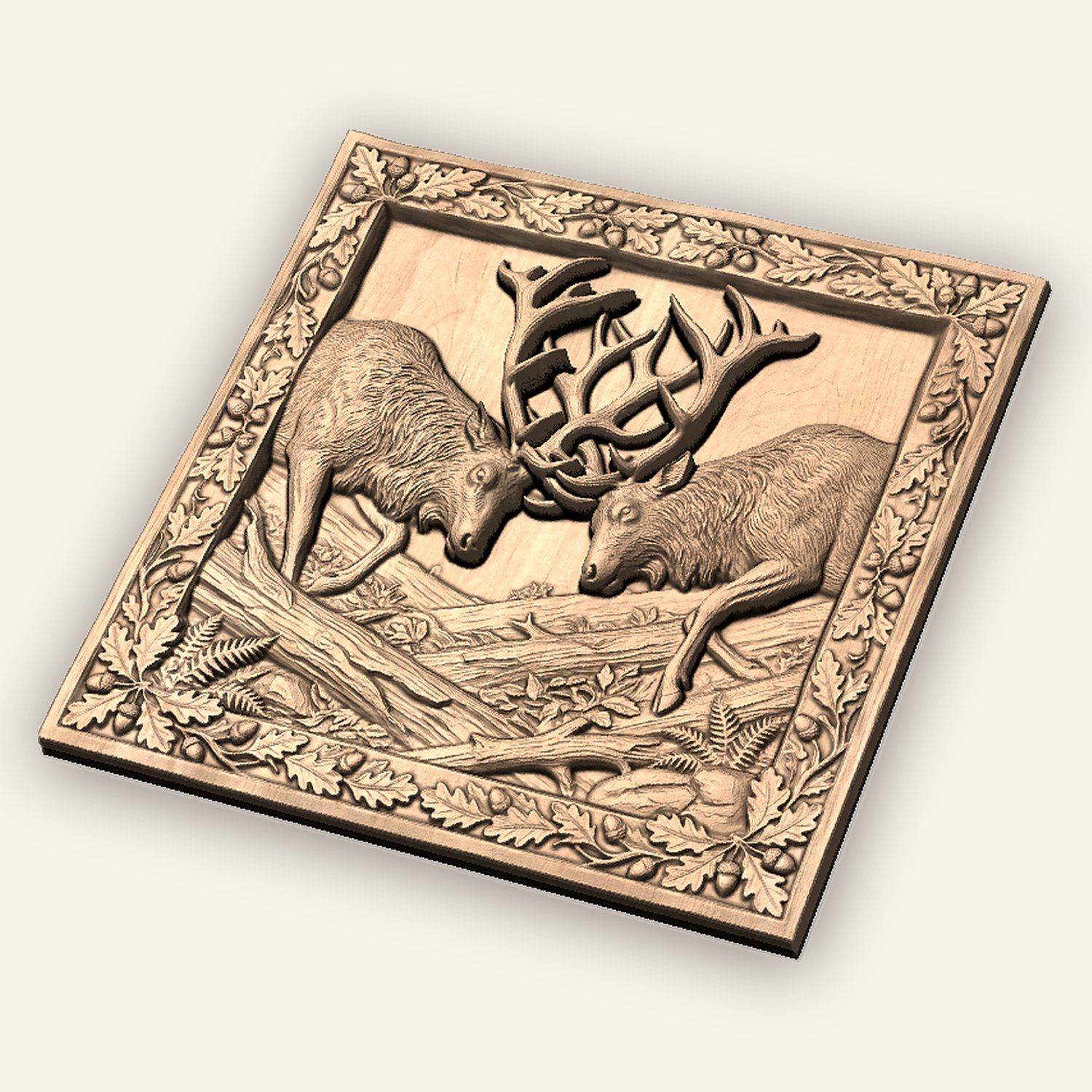 Battling Elk Forest CNC Relief STL bas-relief STL — view 4