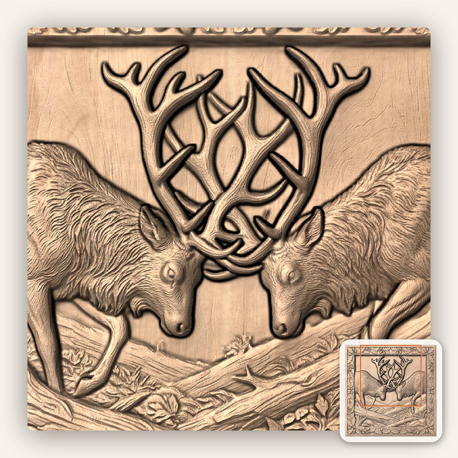 Battling Elk Forest CNC Relief STL bas-relief STL — view 6