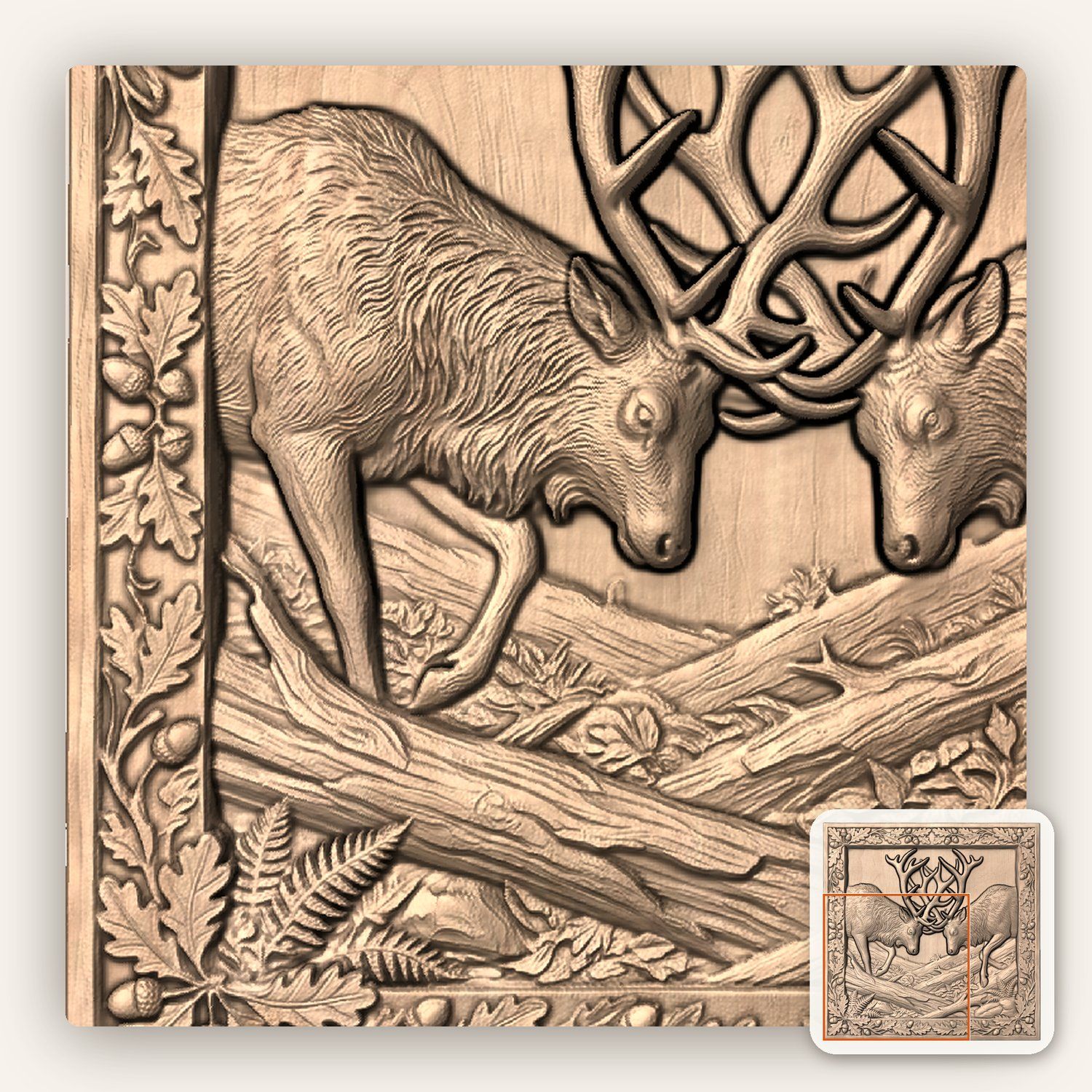 Battling Elk Forest CNC Relief STL bas-relief STL — view 7