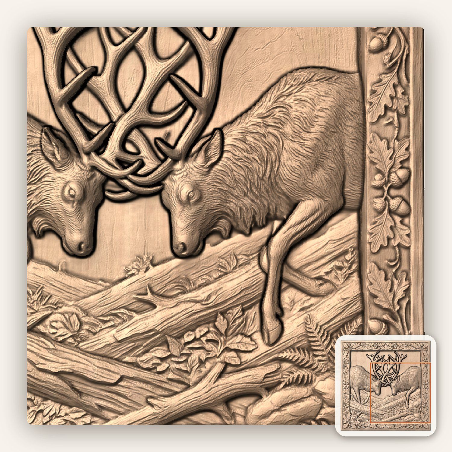 Battling Elk Forest CNC Relief STL bas-relief STL — view 8