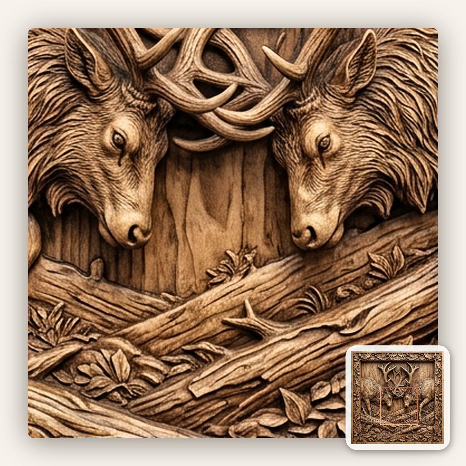 Battling Elk Forest CNC Relief STL bas-relief STL — view 9