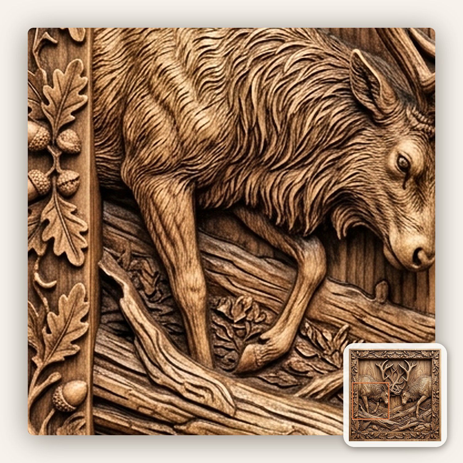 Battling Elk Forest CNC Relief STL bas-relief STL — view 10