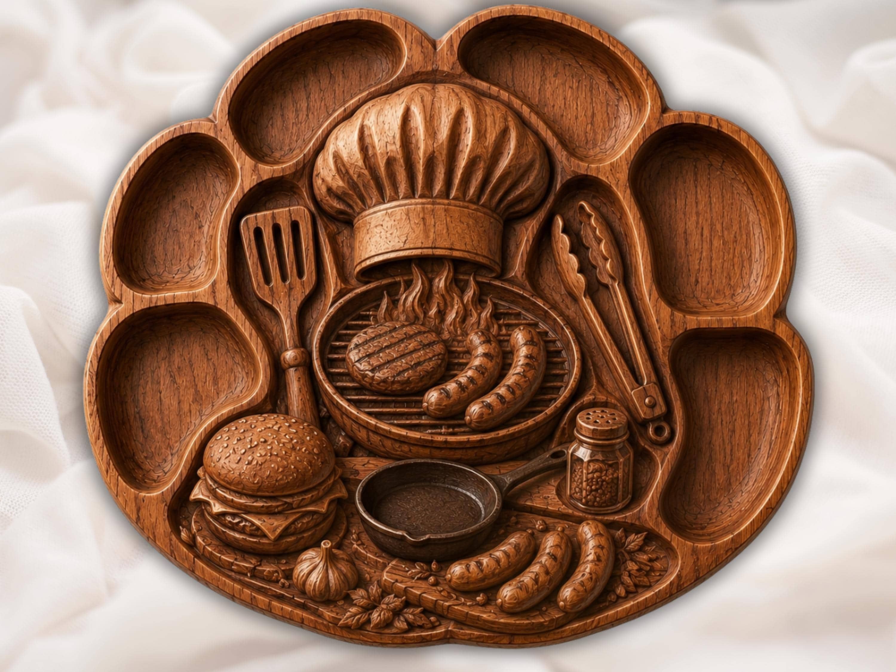 BBQ Chef Serving Tray STL File for CNC Router bas-relief STL — view 10