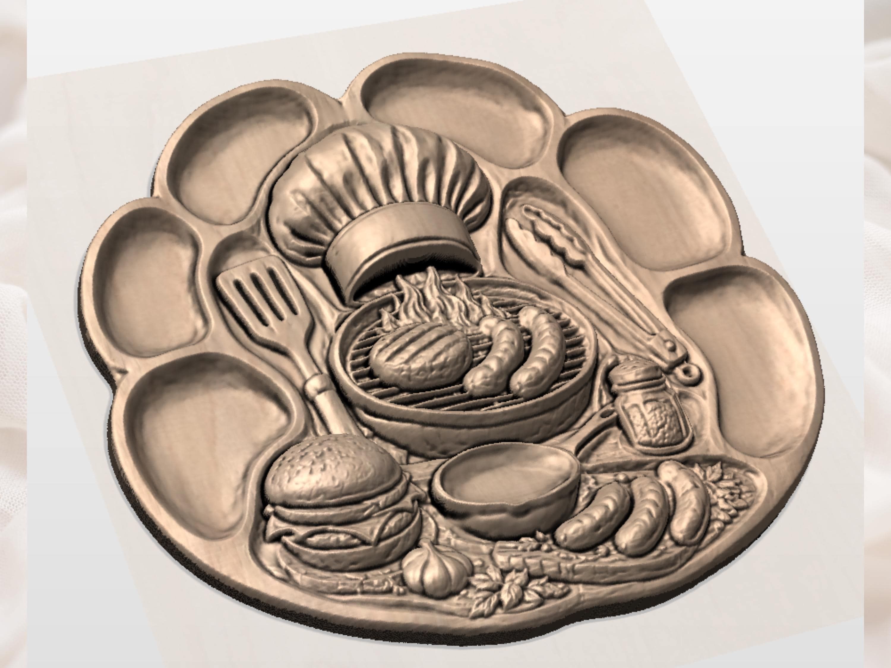 BBQ Chef Serving Tray STL File for CNC Router bas-relief STL — view 7