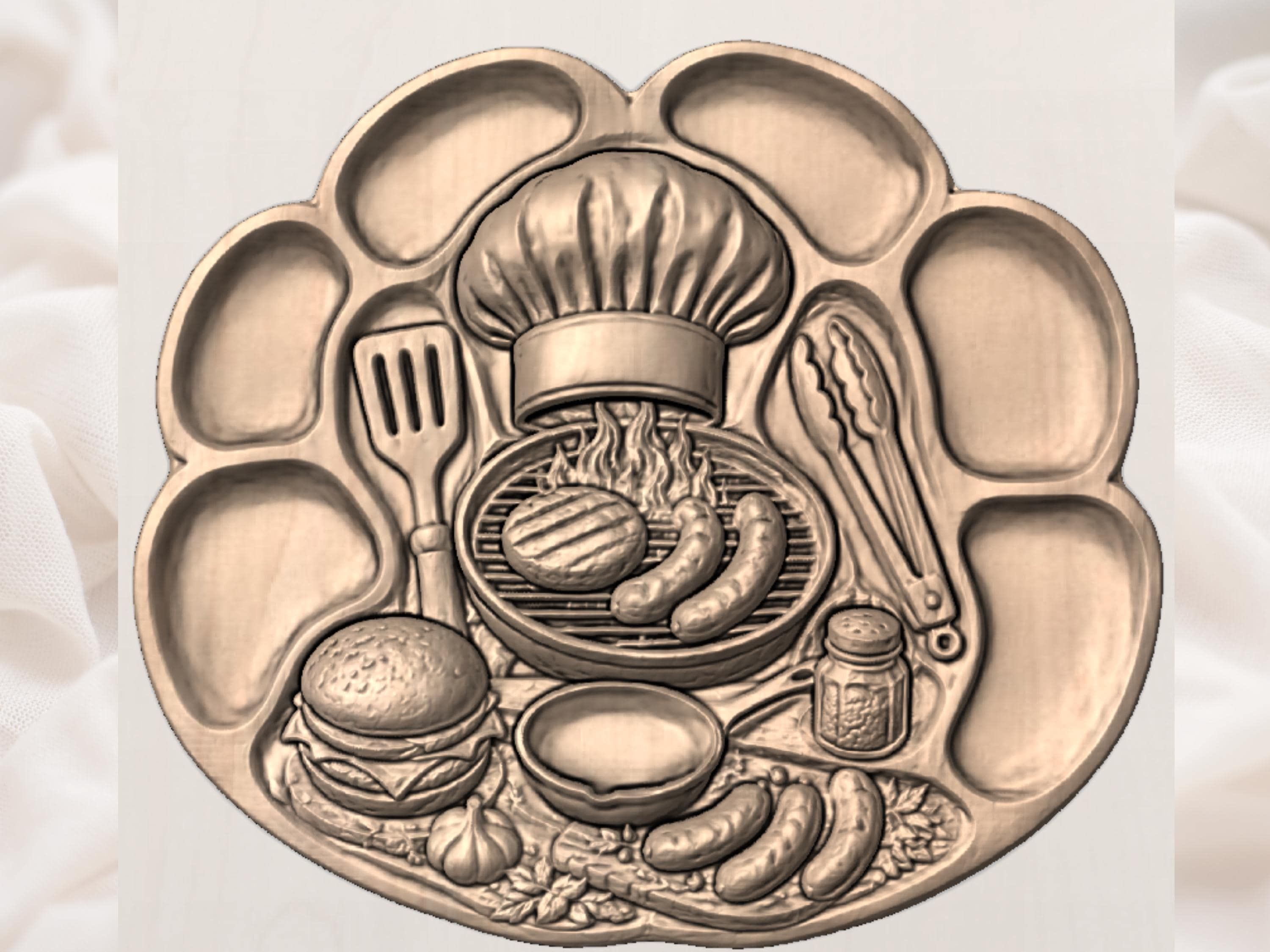 BBQ Chef Serving Tray STL File for CNC Router bas-relief STL — view 8