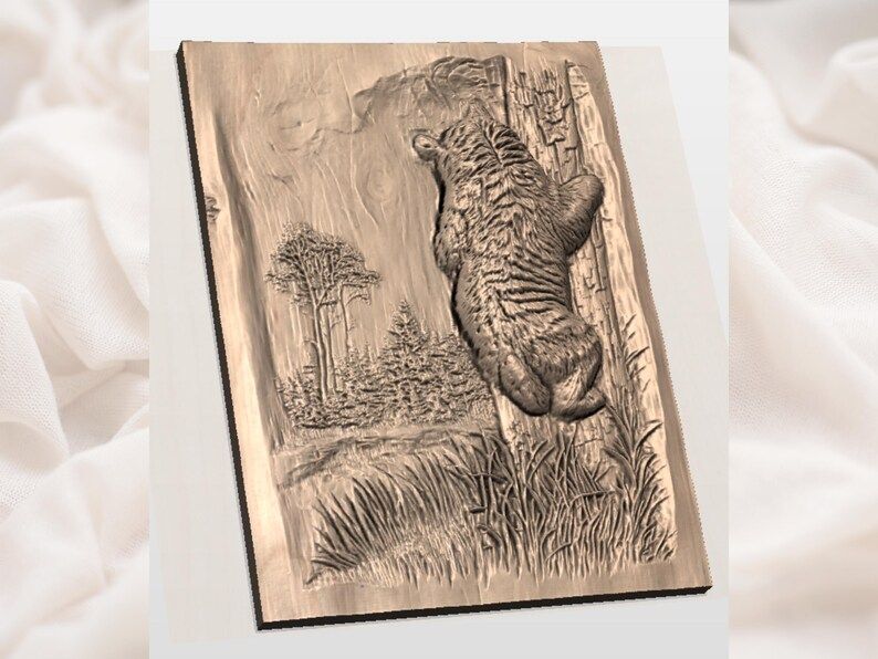 Black Bear Climbing a Tree Bas-Relief STL for CNC Carving bas-relief STL — view 2