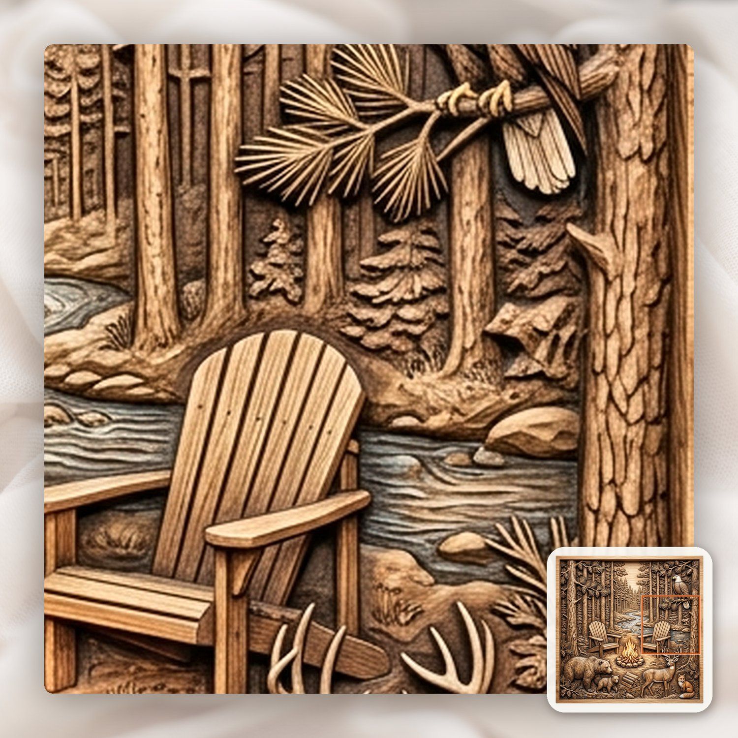 Bear Deer Fox Eagle Forest CNC Relief STL bas-relief STL — view 11
