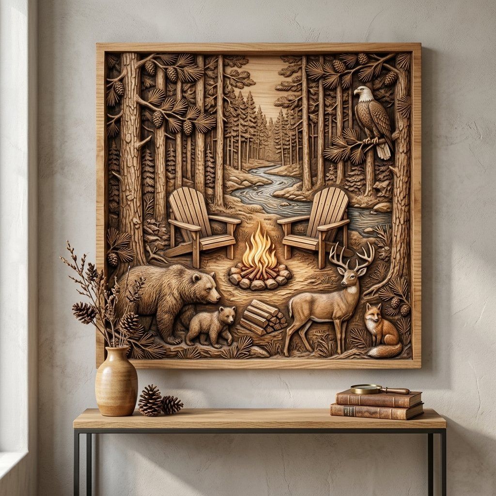 Bear Deer Fox Eagle Forest CNC Relief STL bas-relief STL — view 14