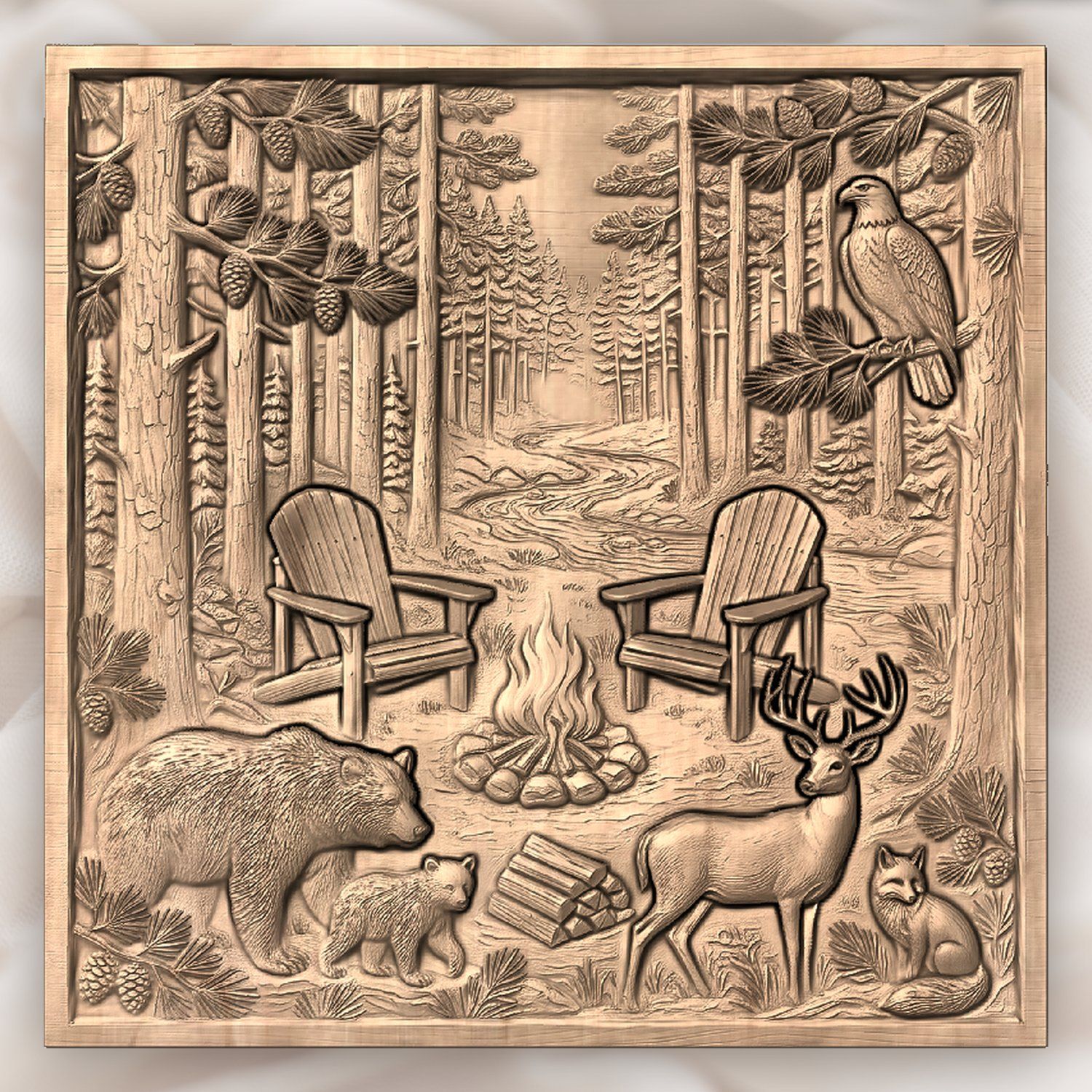 Bear Deer Fox Eagle Forest CNC Relief STL bas-relief STL — view 2