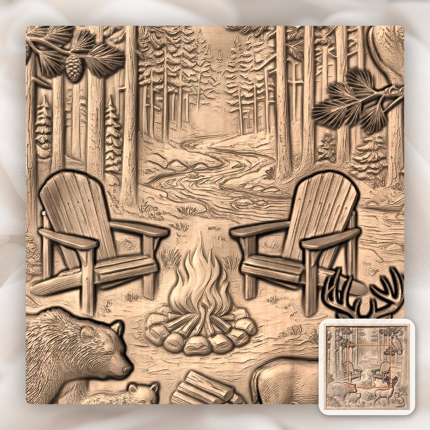 Bear Deer Fox Eagle Forest CNC Relief STL bas-relief STL — view 5