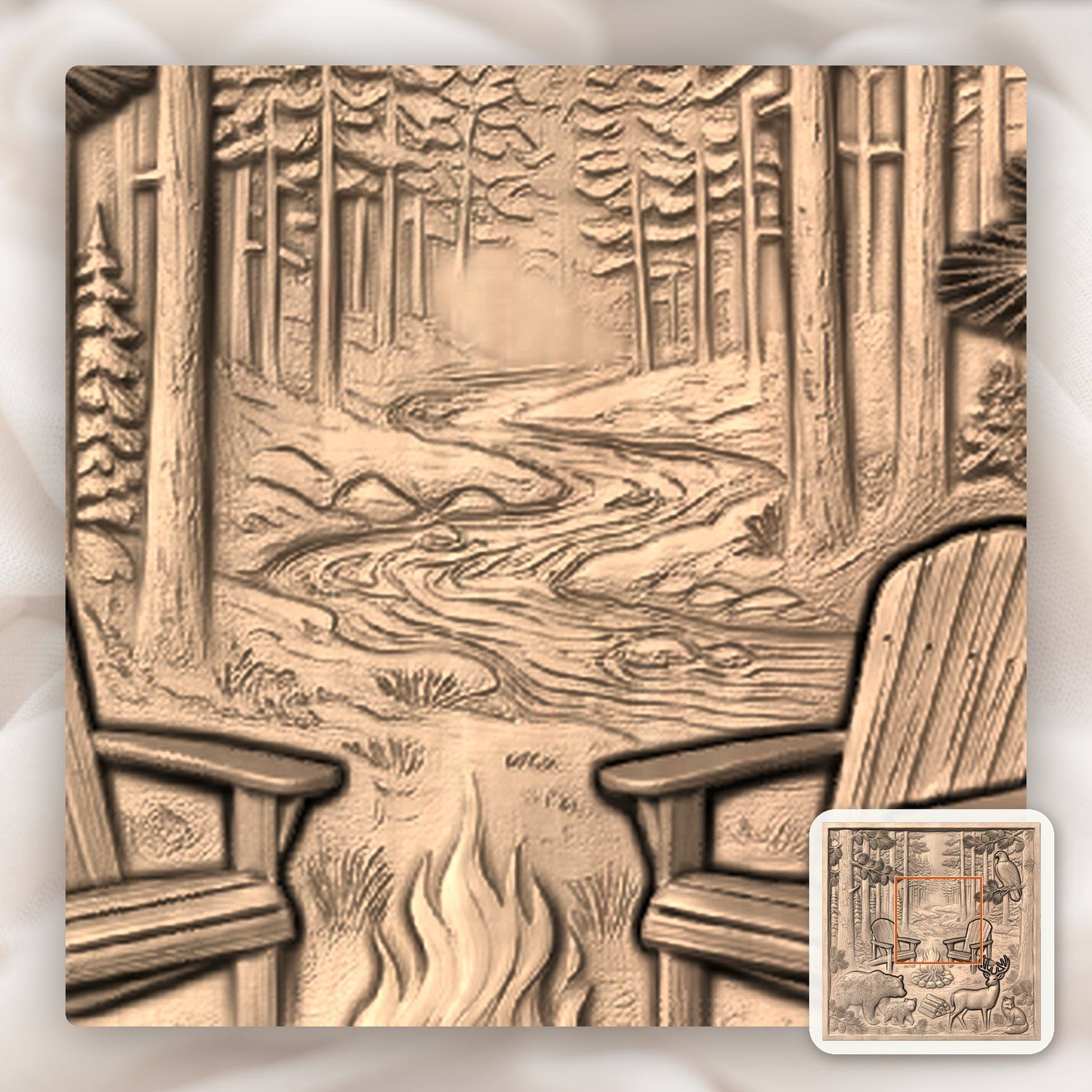 Bear Deer Fox Eagle Forest CNC Relief STL bas-relief STL — view 6
