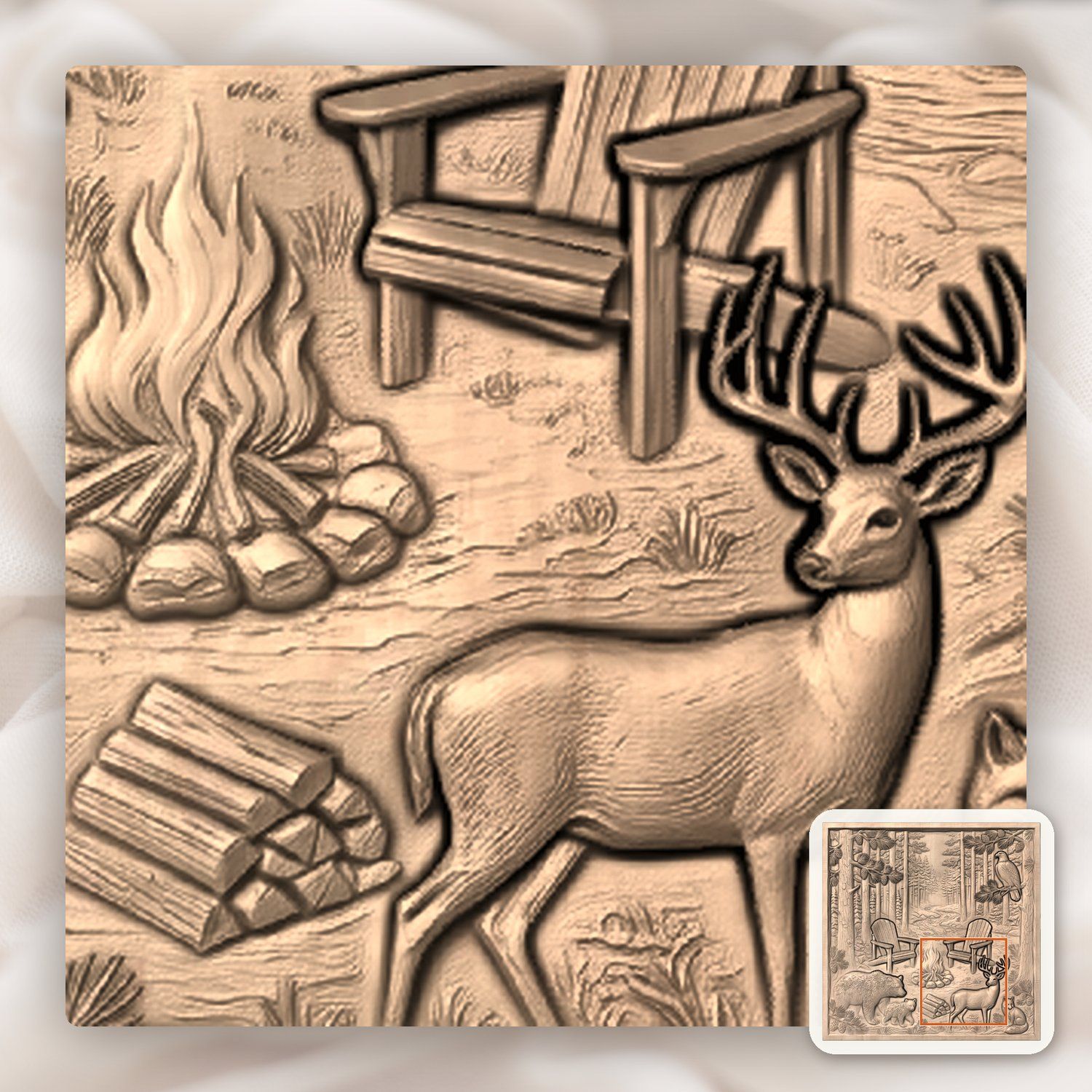 Bear Deer Fox Eagle Forest CNC Relief STL bas-relief STL — view 7