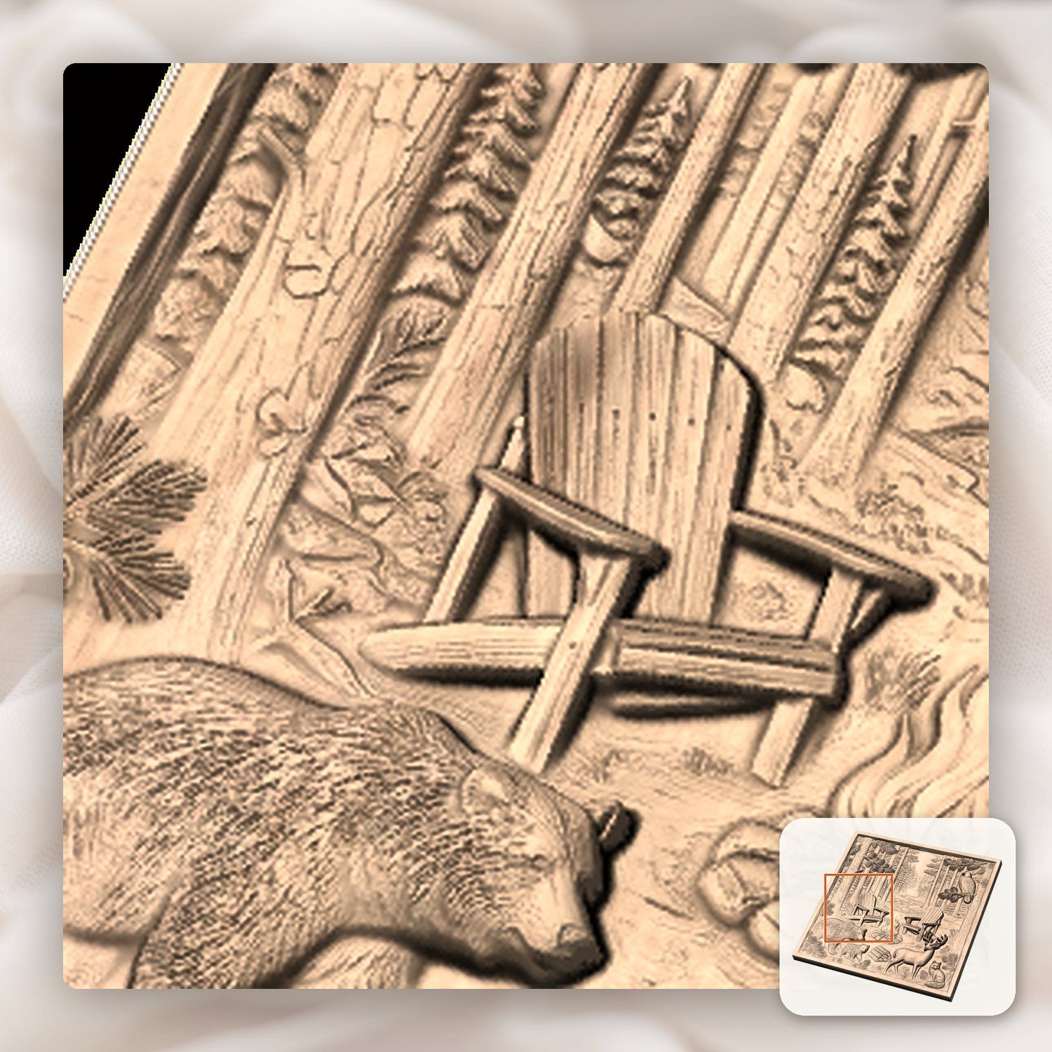 Bear Deer Fox Eagle Forest CNC Relief STL bas-relief STL — view 9