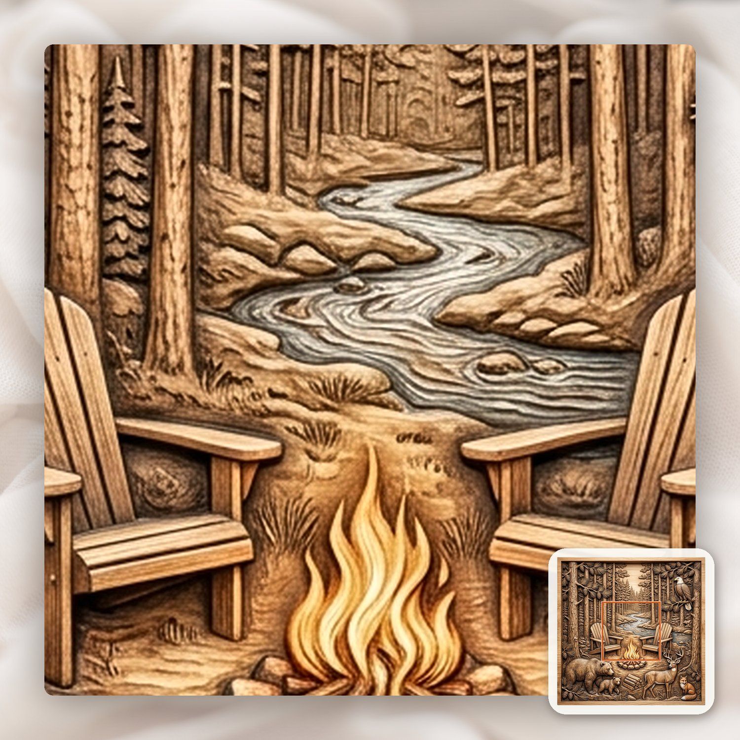 Bear Deer Fox Eagle Forest CNC Relief STL bas-relief STL — view 10