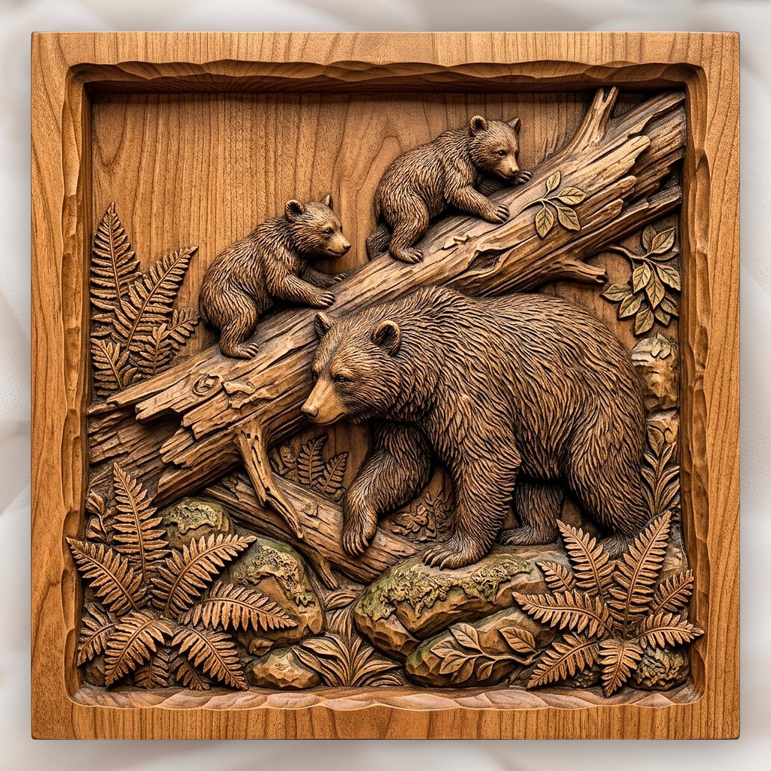 Bear Family Wildlife Scene CNC Relief STL bas-relief STL design