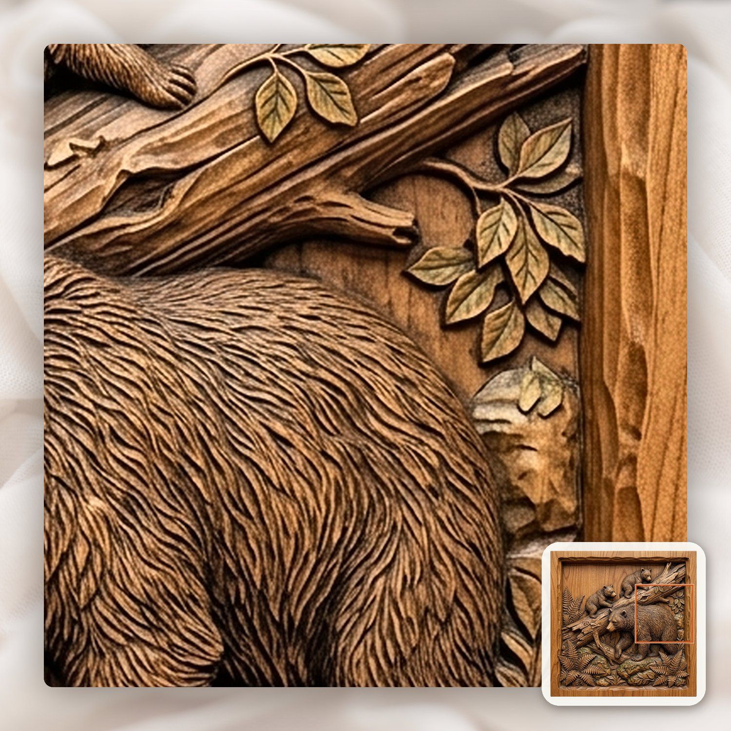 Bear Family Wildlife Scene CNC Relief STL bas-relief STL — view 13
