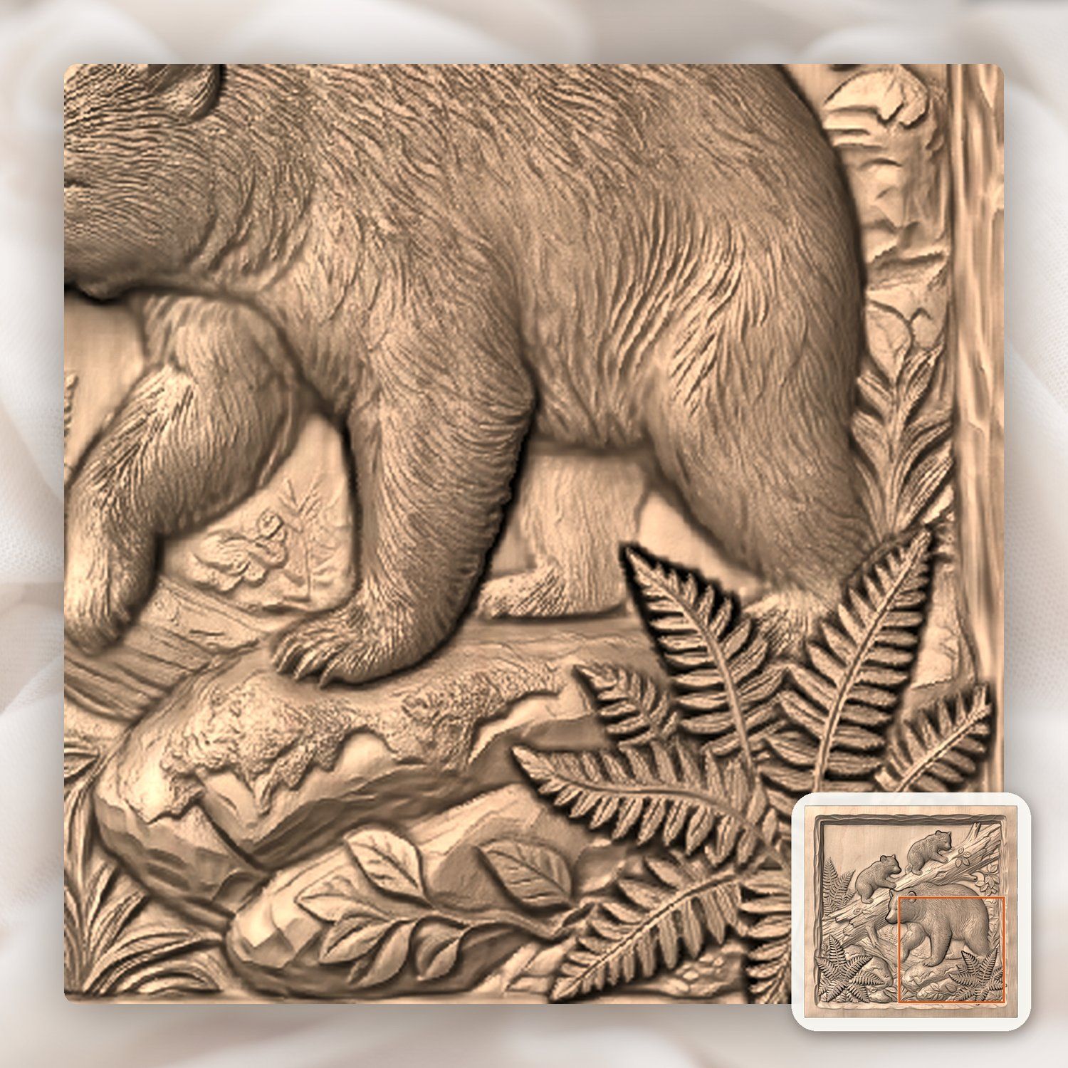 Bear Family Wildlife Scene CNC Relief STL bas-relief STL — view 8