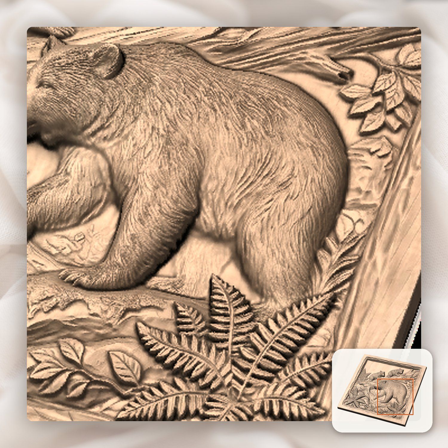 Bear Family Wildlife Scene CNC Relief STL bas-relief STL — view 10