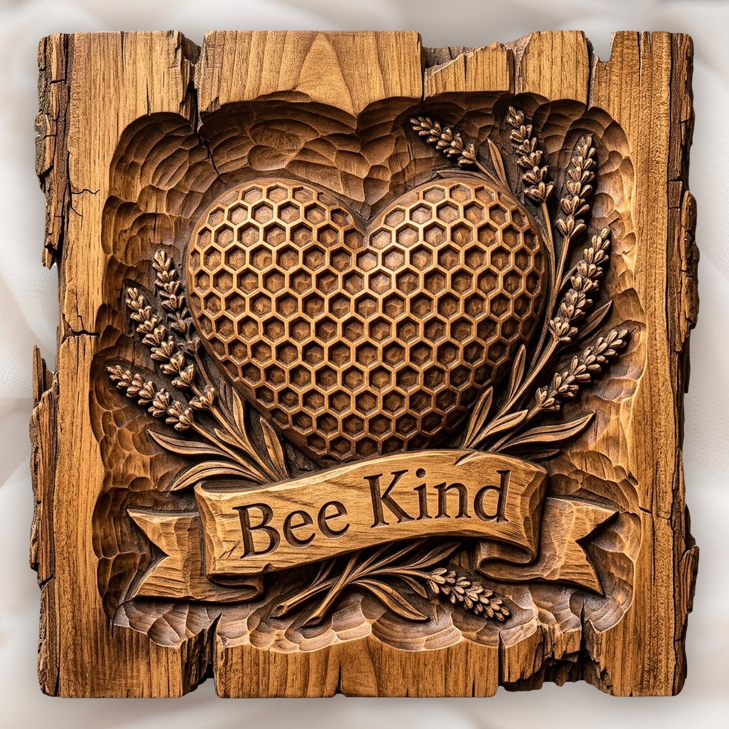 Bee Kind Honeycomb Heart Lavender CNC Relief STL bas-relief STL design