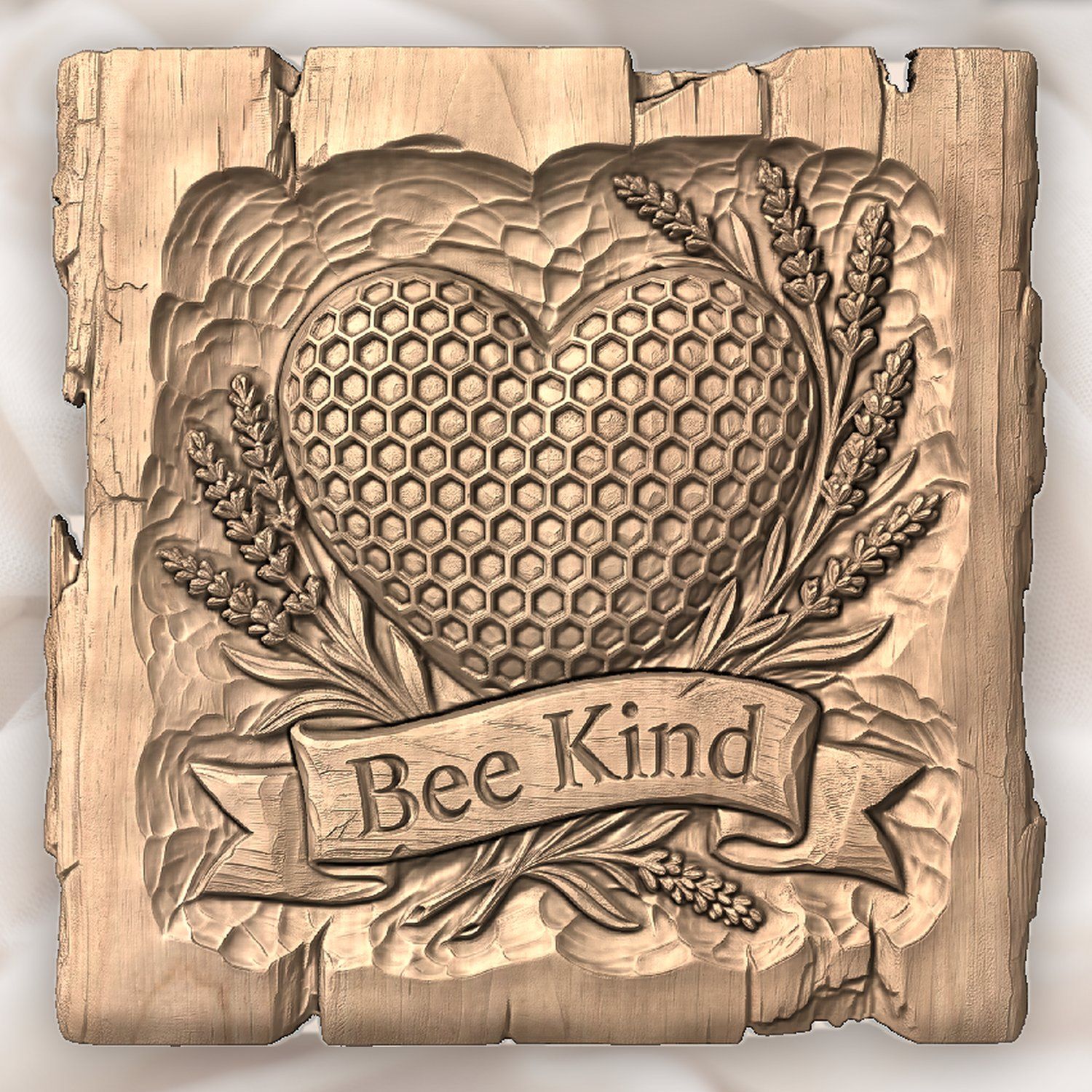 Bee Kind Honeycomb Heart Lavender CNC Relief STL bas-relief STL — view 4