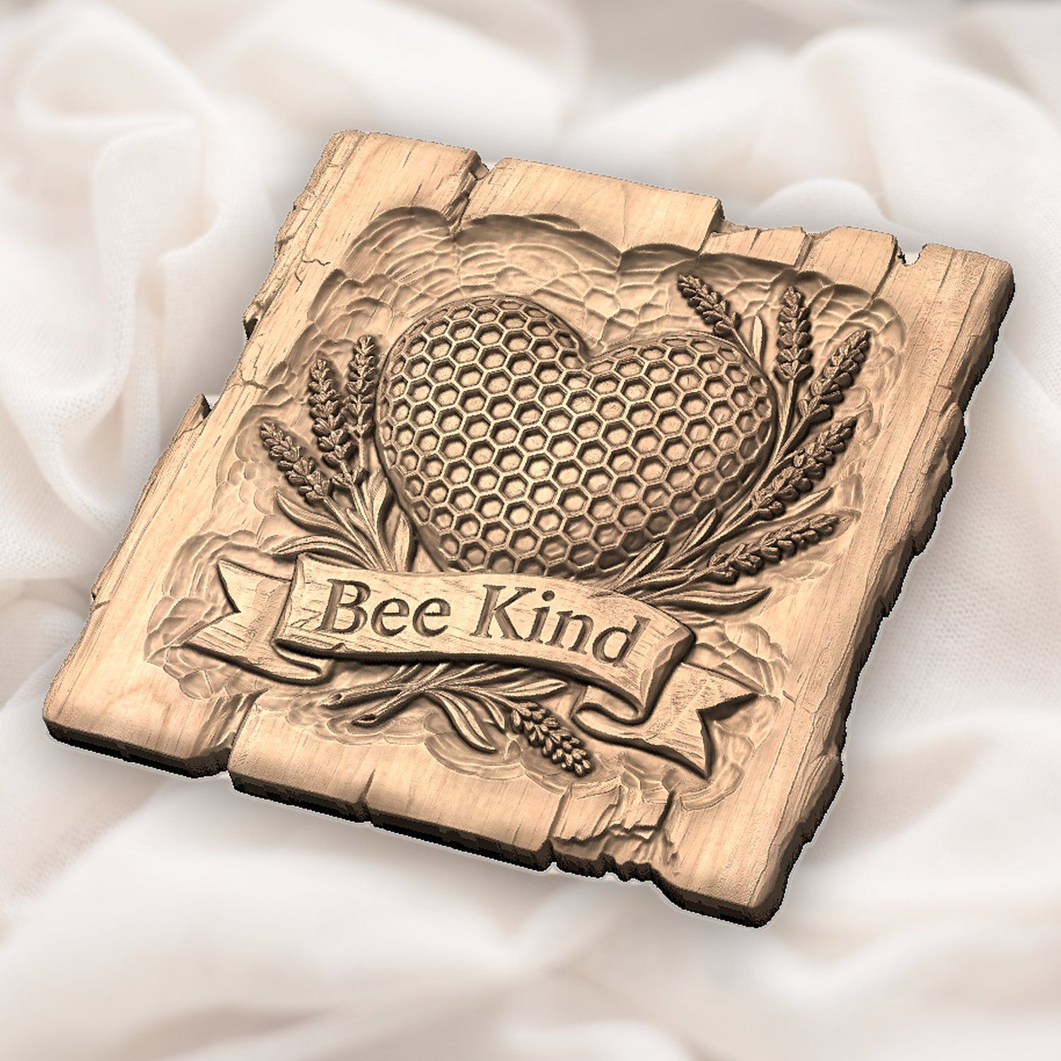 Bee Kind Honeycomb Heart Lavender CNC Relief STL bas-relief STL — view 5