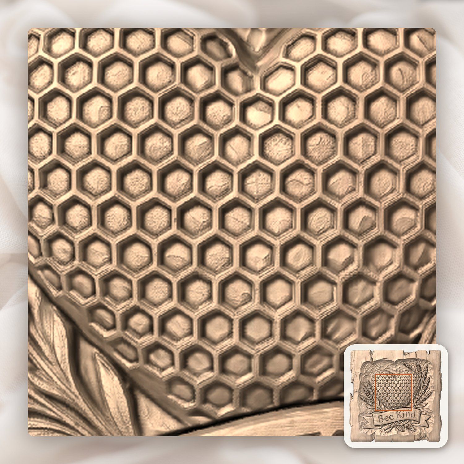 Bee Kind Honeycomb Heart Lavender CNC Relief STL bas-relief STL — view 7
