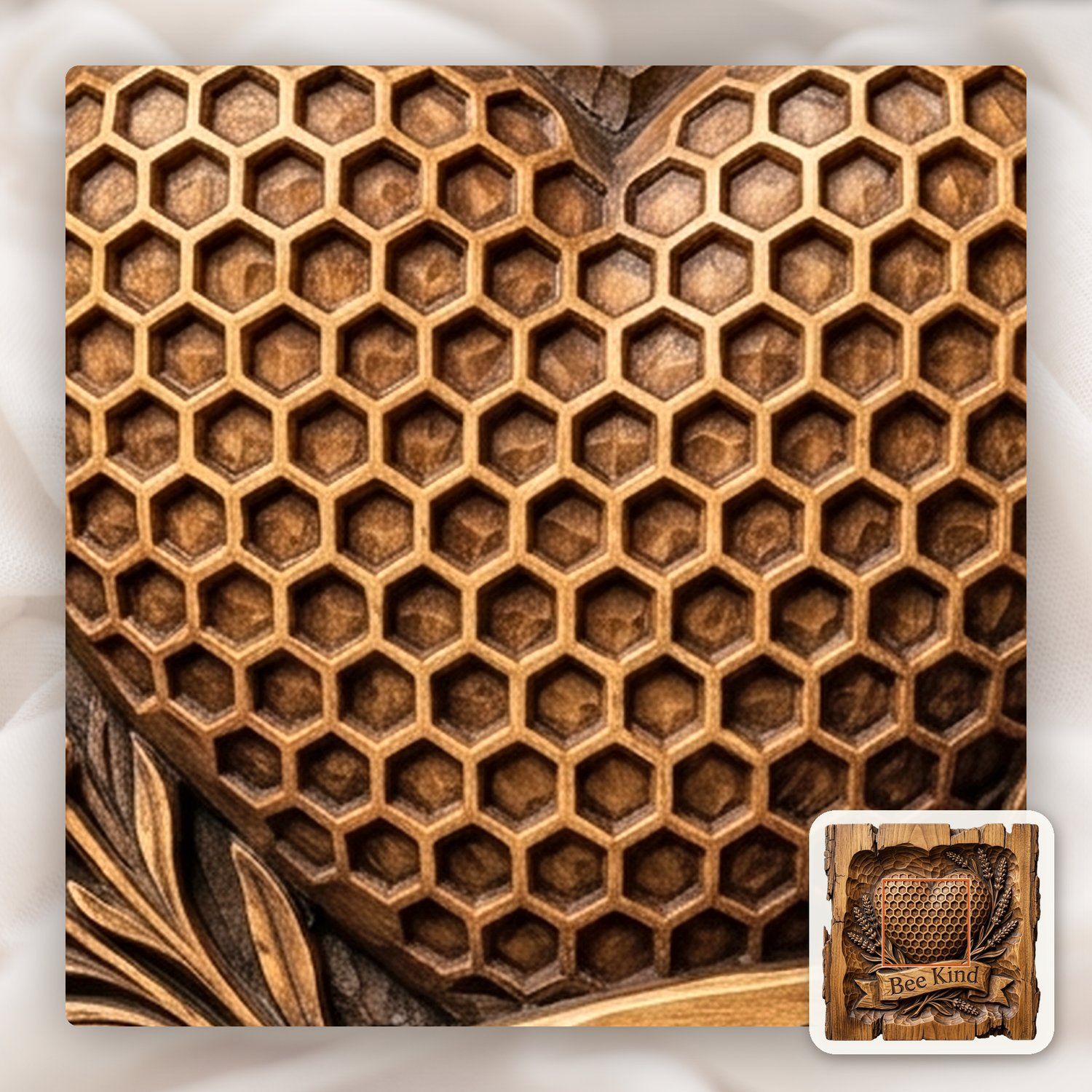Bee Kind Honeycomb Heart Lavender CNC Relief STL bas-relief STL — view 11