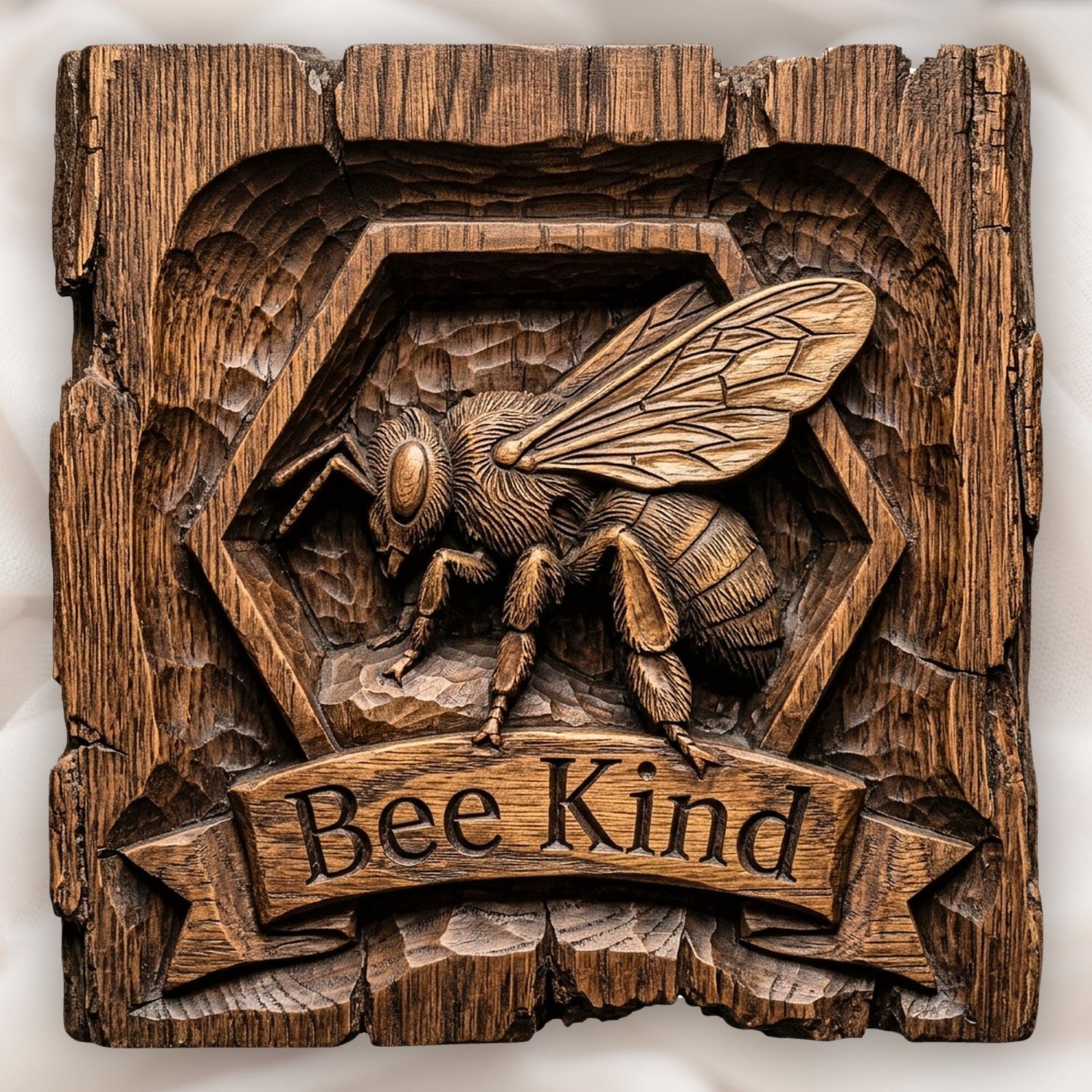 Bee Kind Honeycomb Honey Bee CNC Relief STL bas-relief STL design