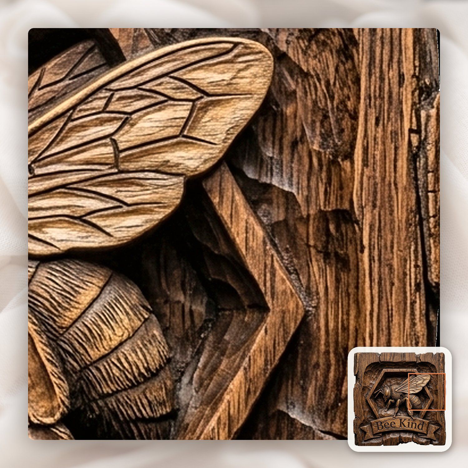 Bee Kind Honeycomb Honey Bee CNC Relief STL bas-relief STL — view 12
