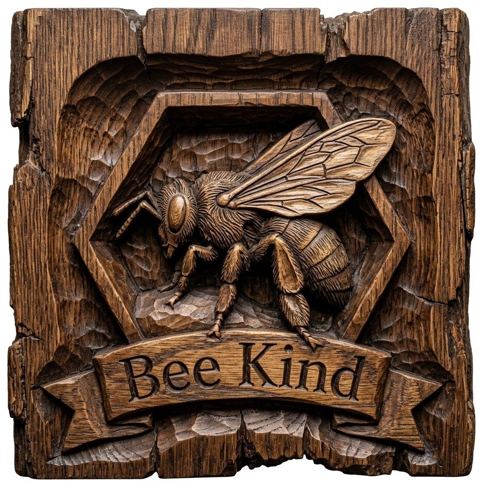 Bee Kind Honeycomb Honey Bee CNC Relief STL bas-relief STL — view 13