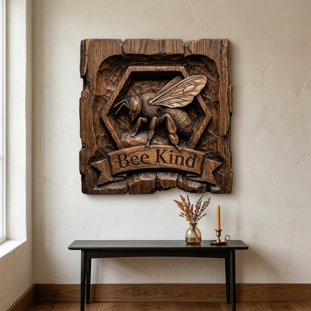 Bee Kind Honeycomb Honey Bee CNC Relief STL bas-relief STL — view 14