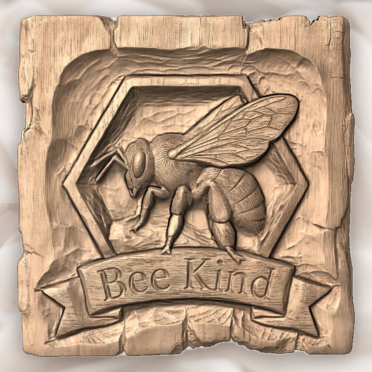 Bee Kind Honeycomb Honey Bee CNC Relief STL bas-relief STL — view 4