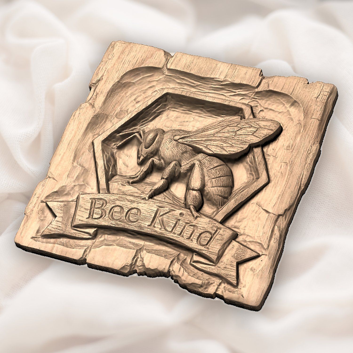 Bee Kind Honeycomb Honey Bee CNC Relief STL bas-relief STL — view 5