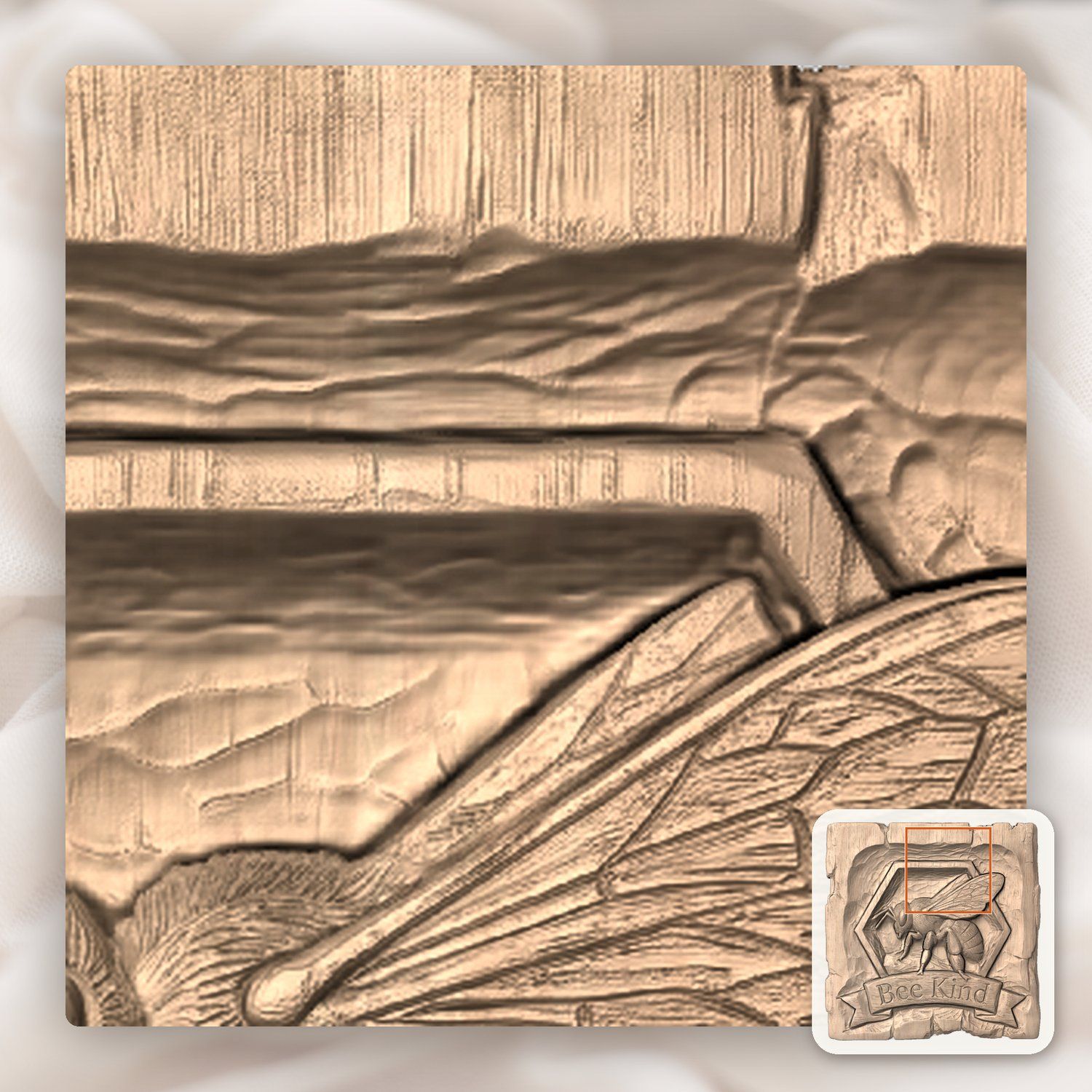 Bee Kind Honeycomb Honey Bee CNC Relief STL bas-relief STL — view 8