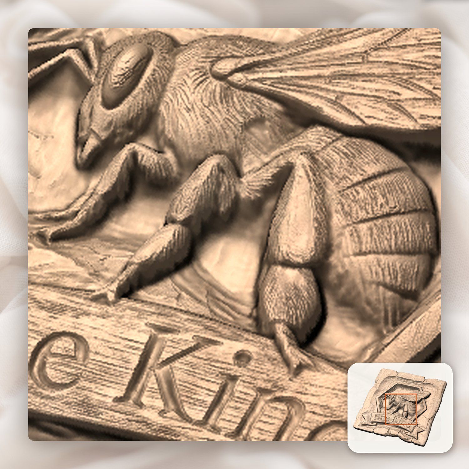 Bee Kind Honeycomb Honey Bee CNC Relief STL bas-relief STL — view 9