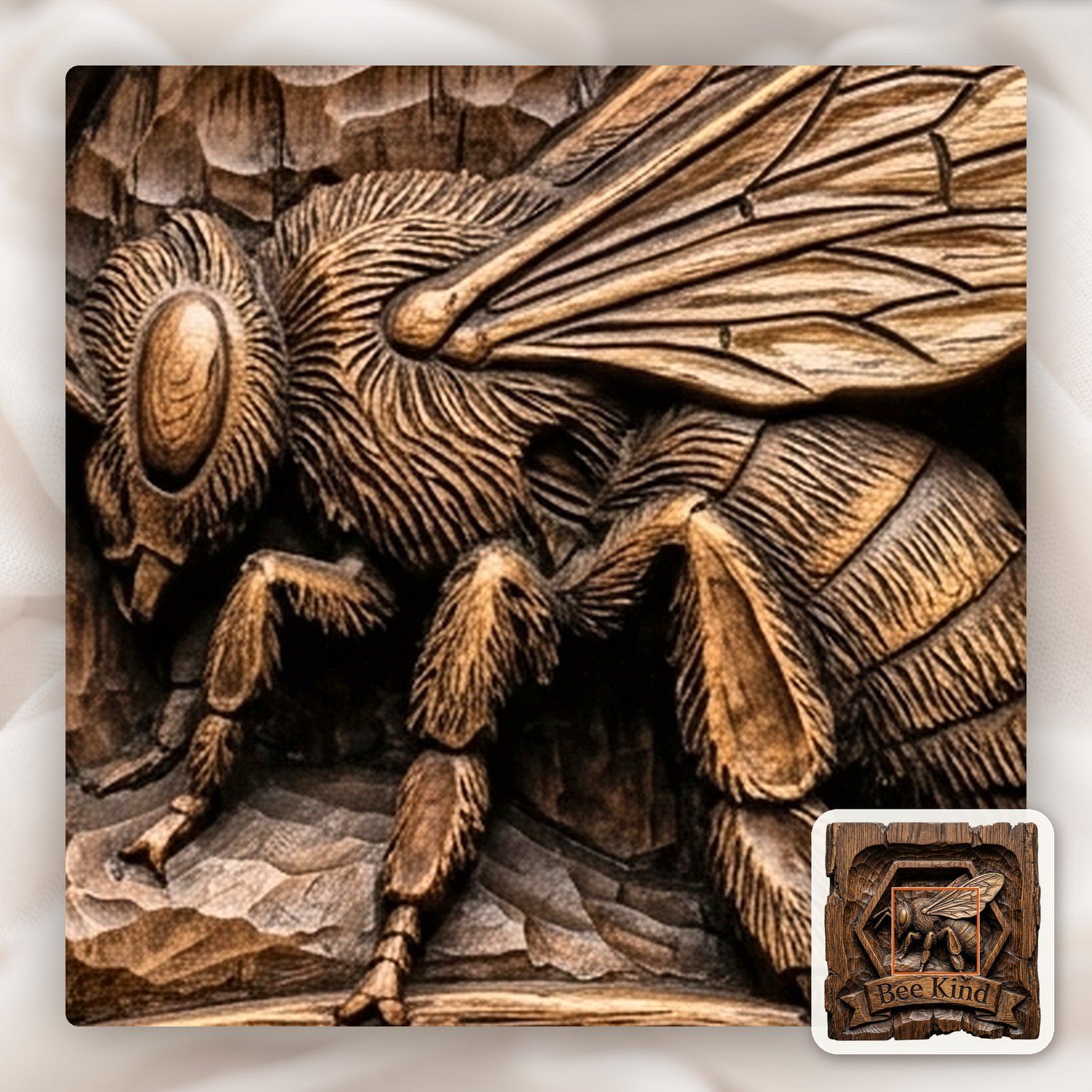 Bee Kind Honeycomb Honey Bee CNC Relief STL bas-relief STL — view 11