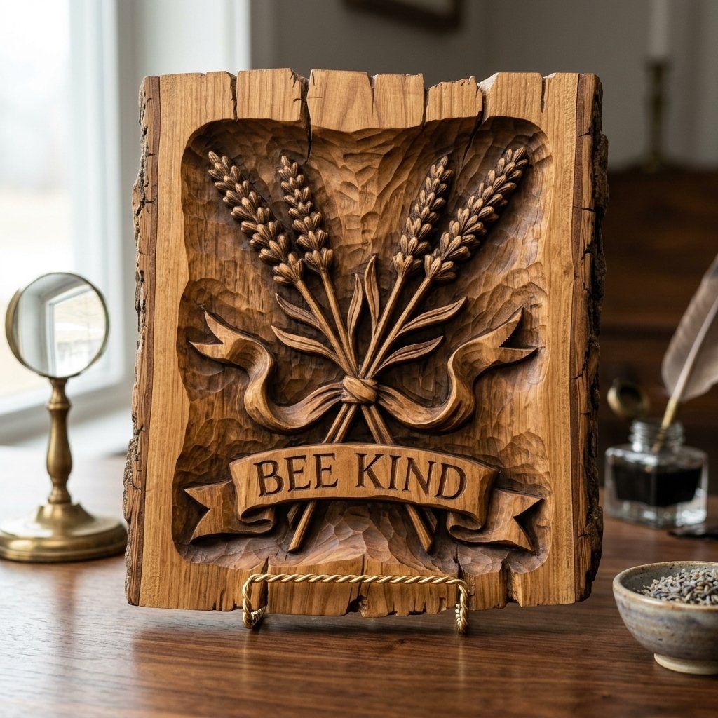 Bee Kind Lavender CNC Relief STL bas-relief STL — view 3