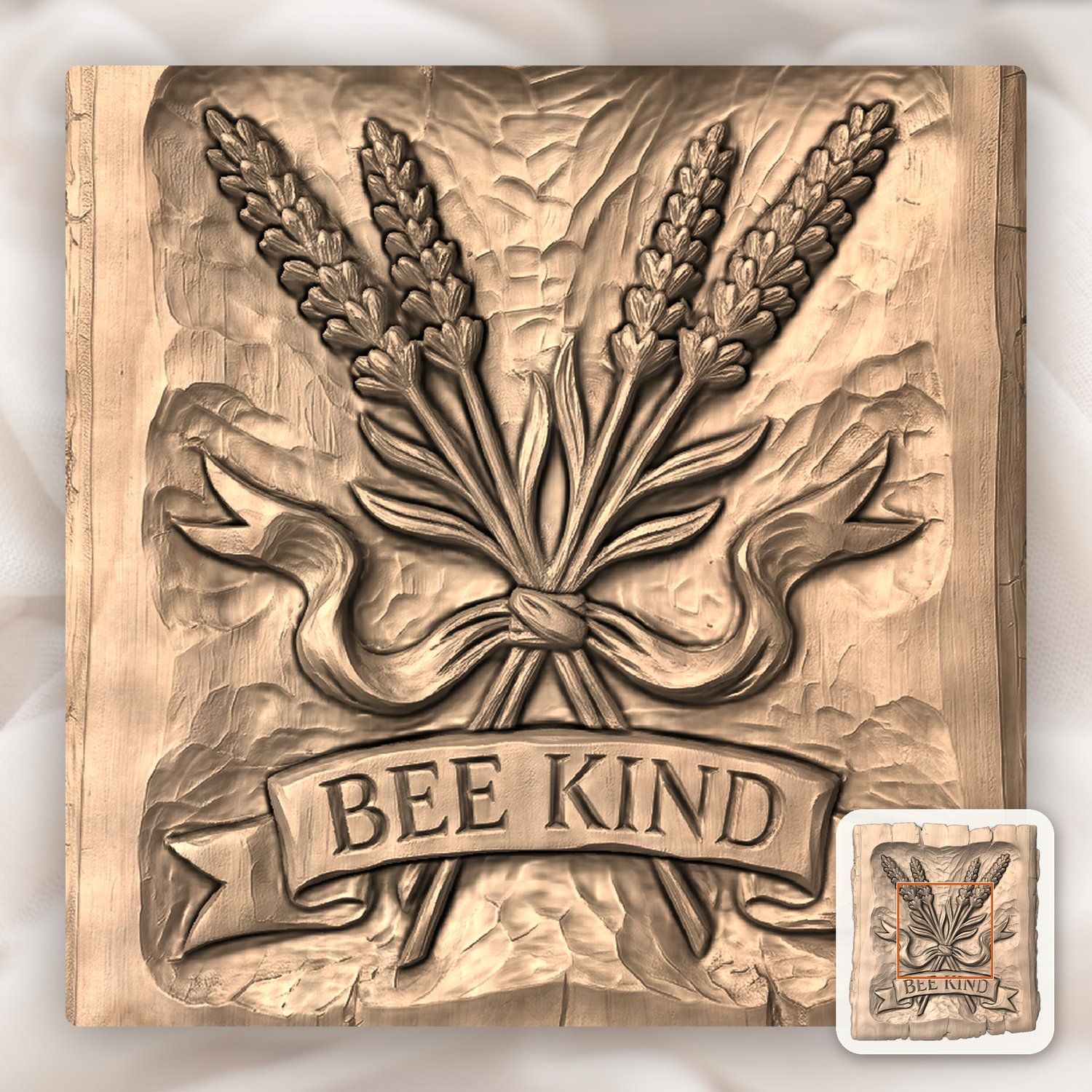 Bee Kind Lavender CNC Relief STL bas-relief STL — view 6