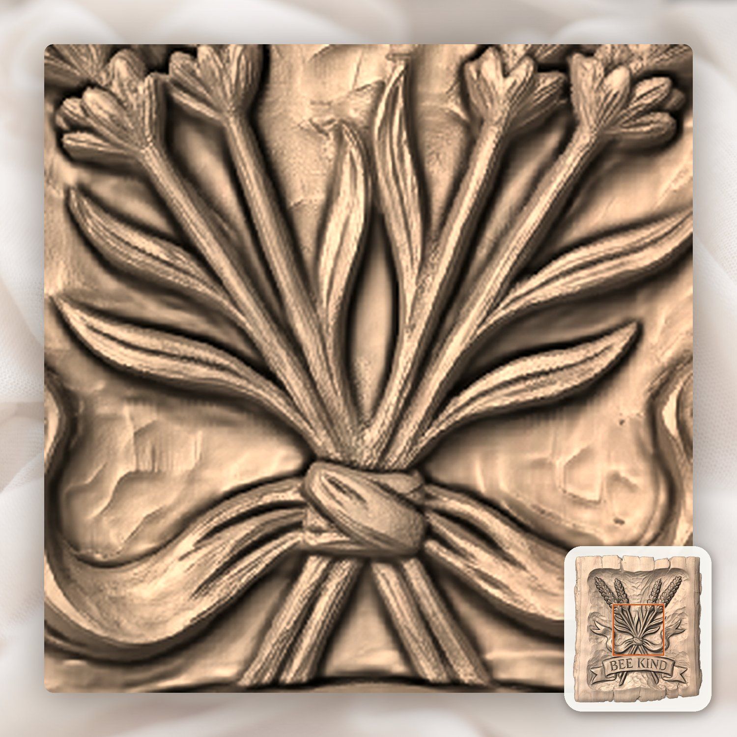 Bee Kind Lavender CNC Relief STL bas-relief STL — view 7