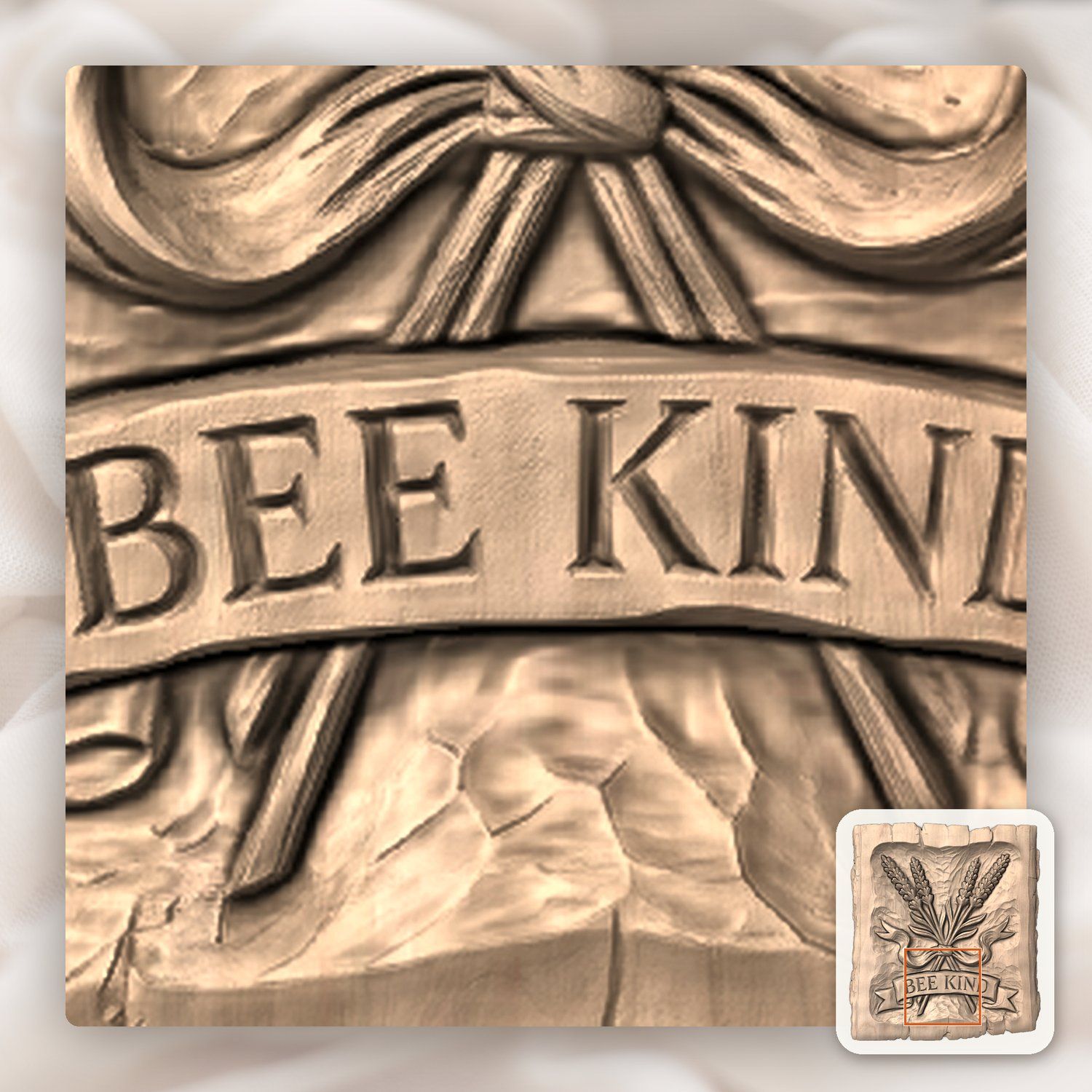 Bee Kind Lavender CNC Relief STL bas-relief STL — view 8