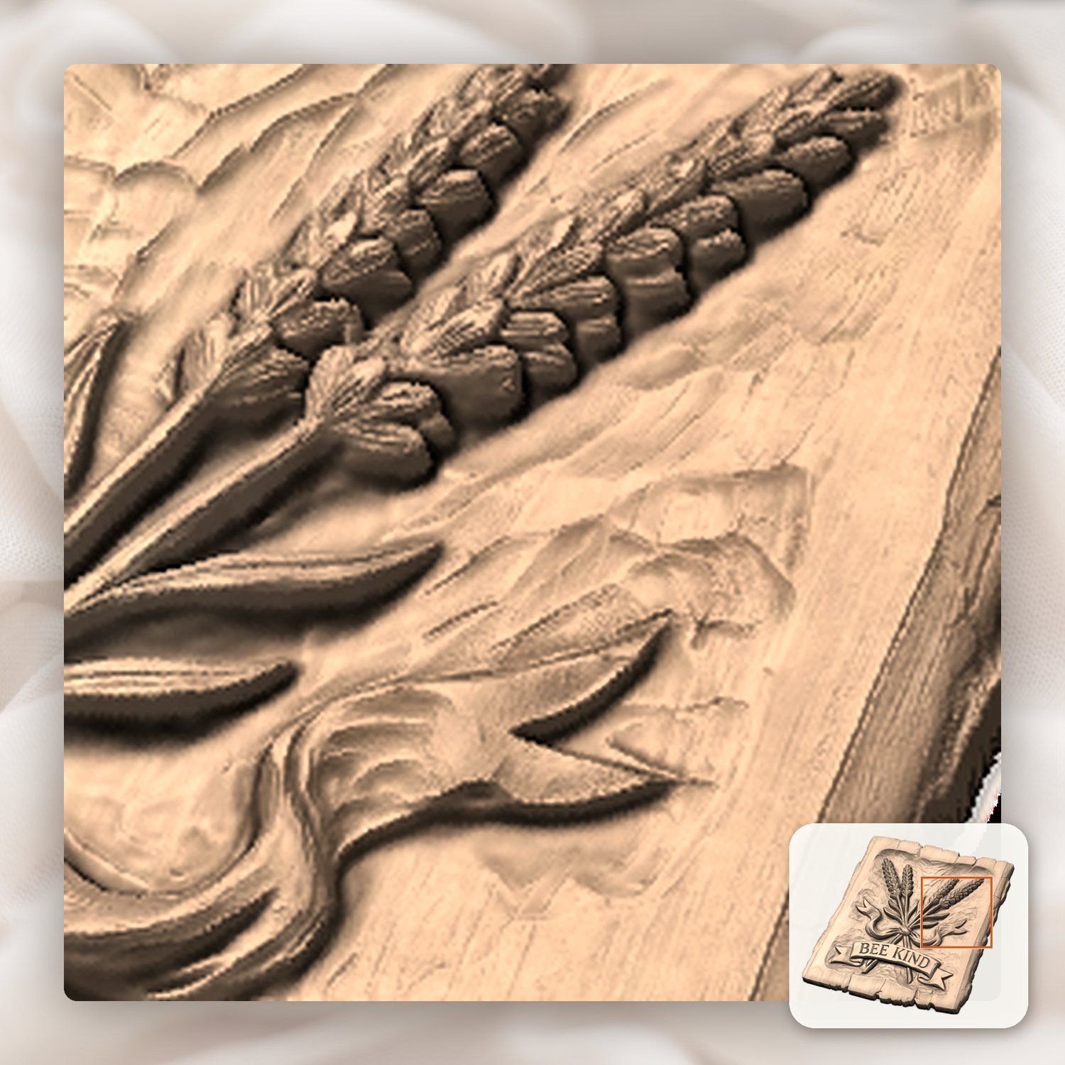 Bee Kind Lavender CNC Relief STL bas-relief STL — view 10