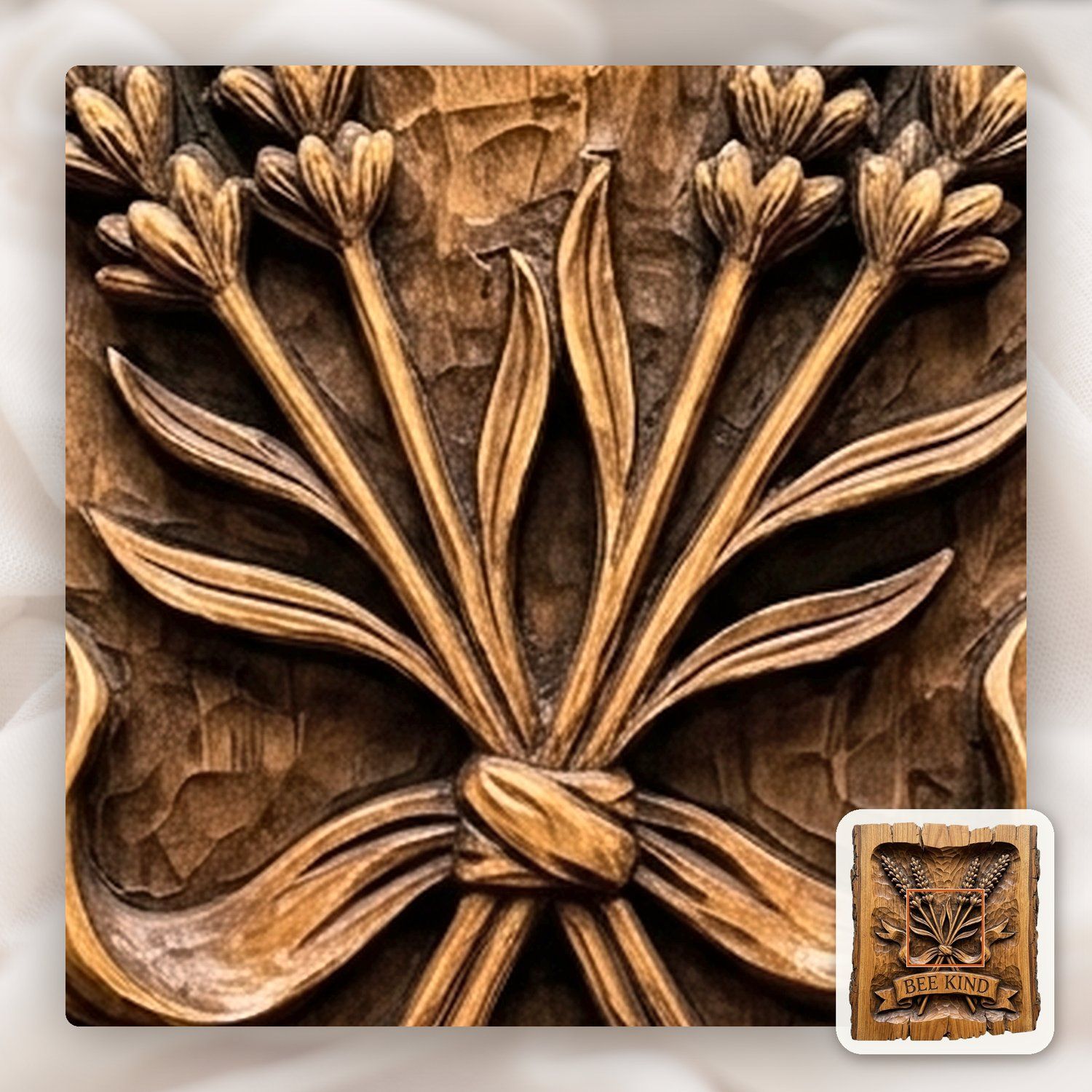 Bee Kind Lavender CNC Relief STL bas-relief STL — view 11