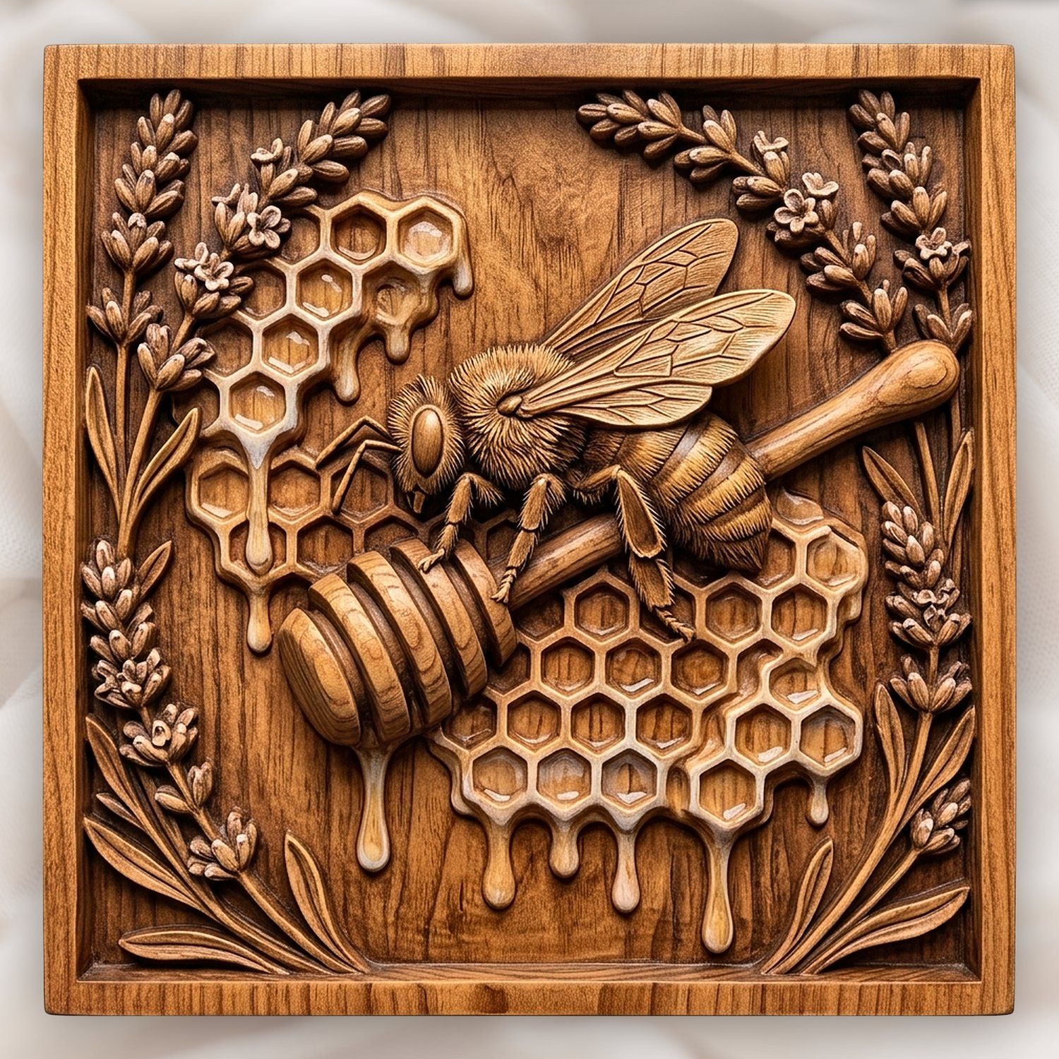 Bee Lavender Honeycomb CNC Relief STL bas-relief STL design