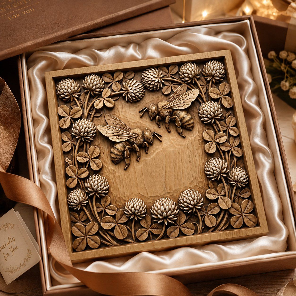 Bees and Clover Botanical Nature Scene CNC Relief STL bas-relief STL — view 9