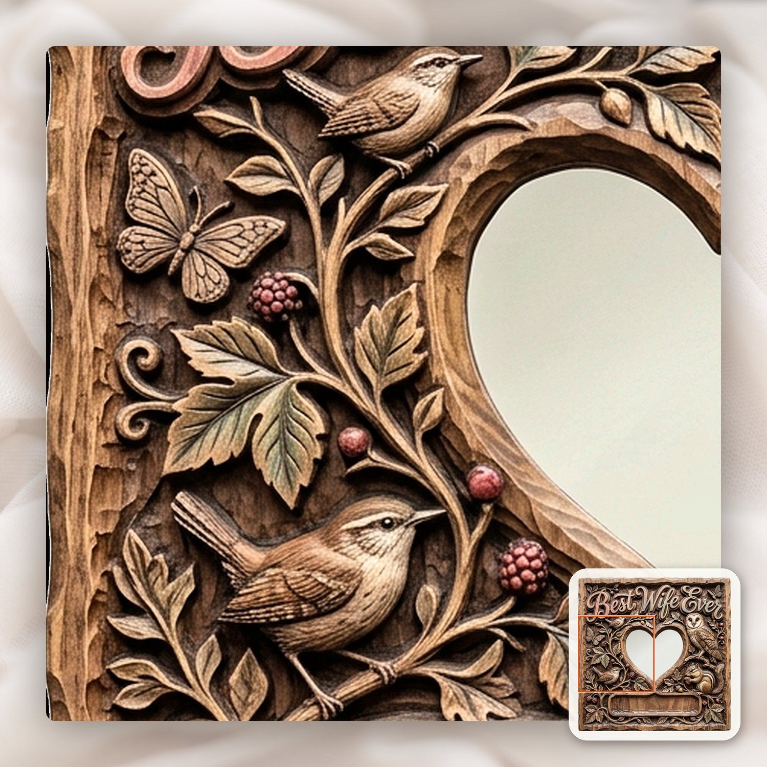 Best Wife Ever Woodland Heart Photo Frame CNC Relief STL bas-relief STL — view 11